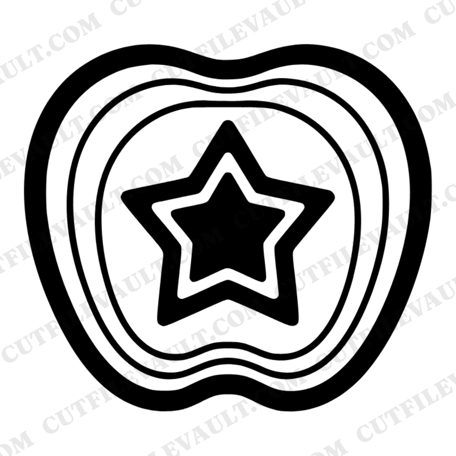 Art Deco Apple Star SVG PNG Cut File, Stacked Layers Apple Cross Section, Back to School Decal — view 1