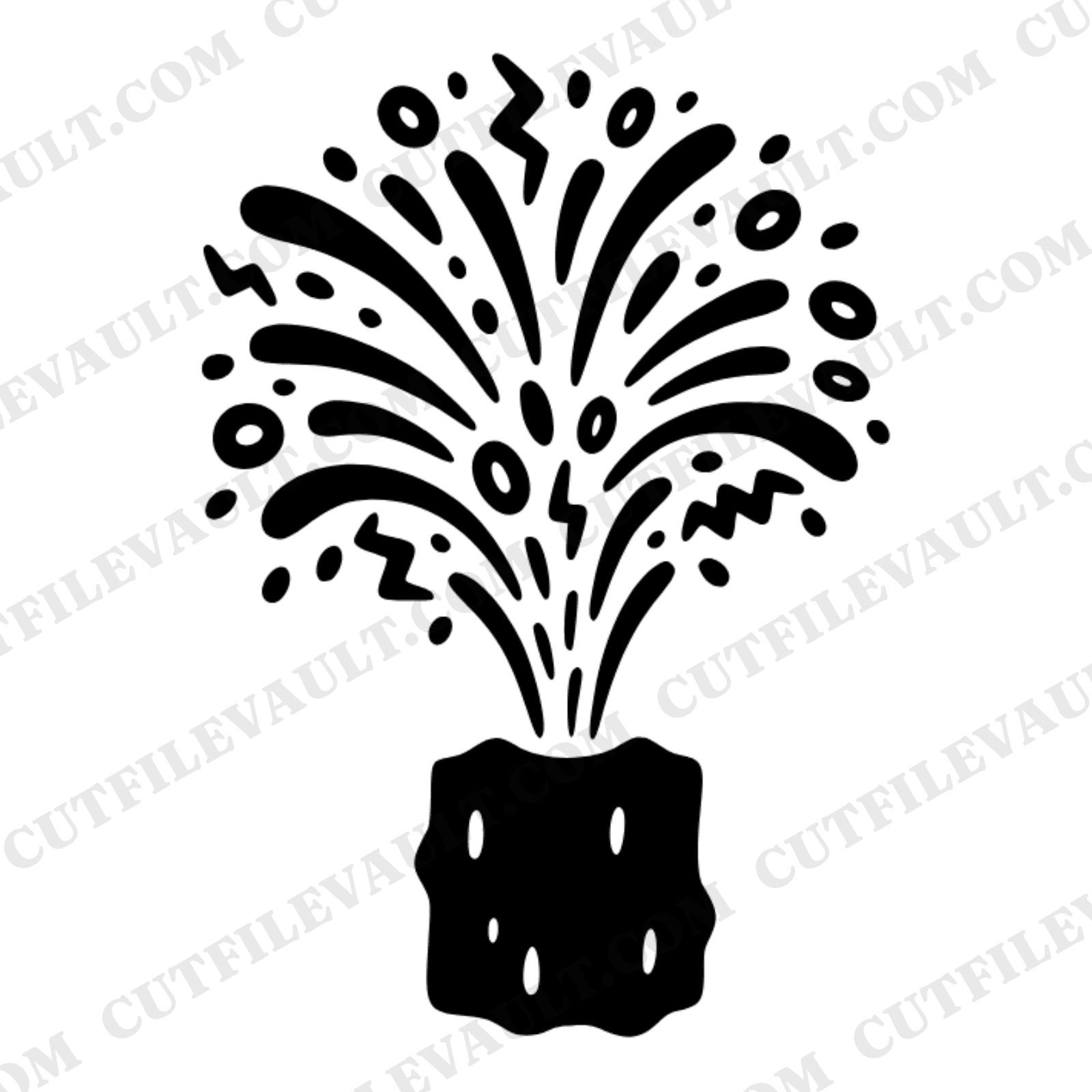 Roman Candle Firework Fountain SVG PNG Cut File - Independence Day 4th of July Silhouette Design — view 1