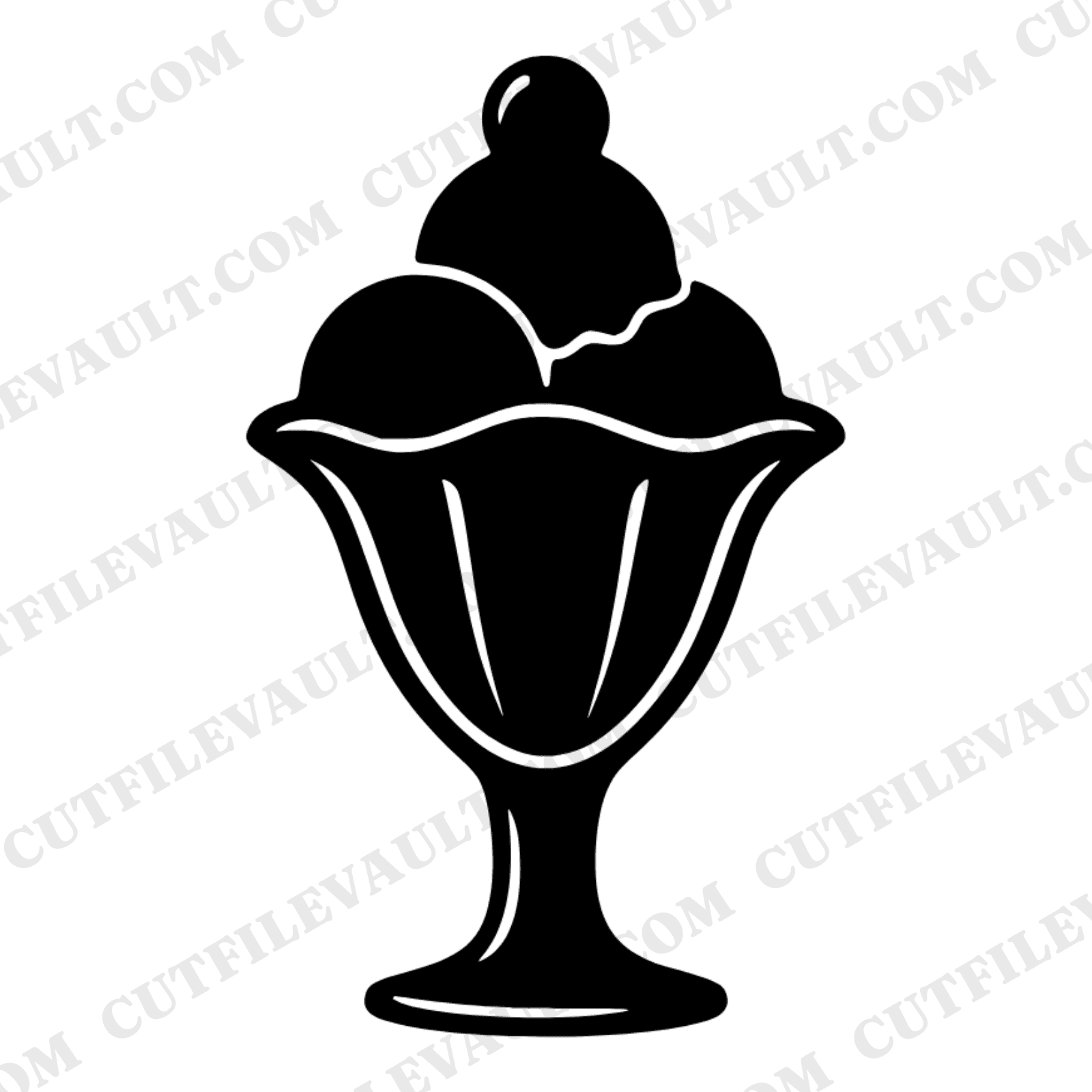 Mid Century Ice Cream Sundae SVG PNG, Retro Diner Dessert Cut File, Vintage Kitchen Wall Art — view 1