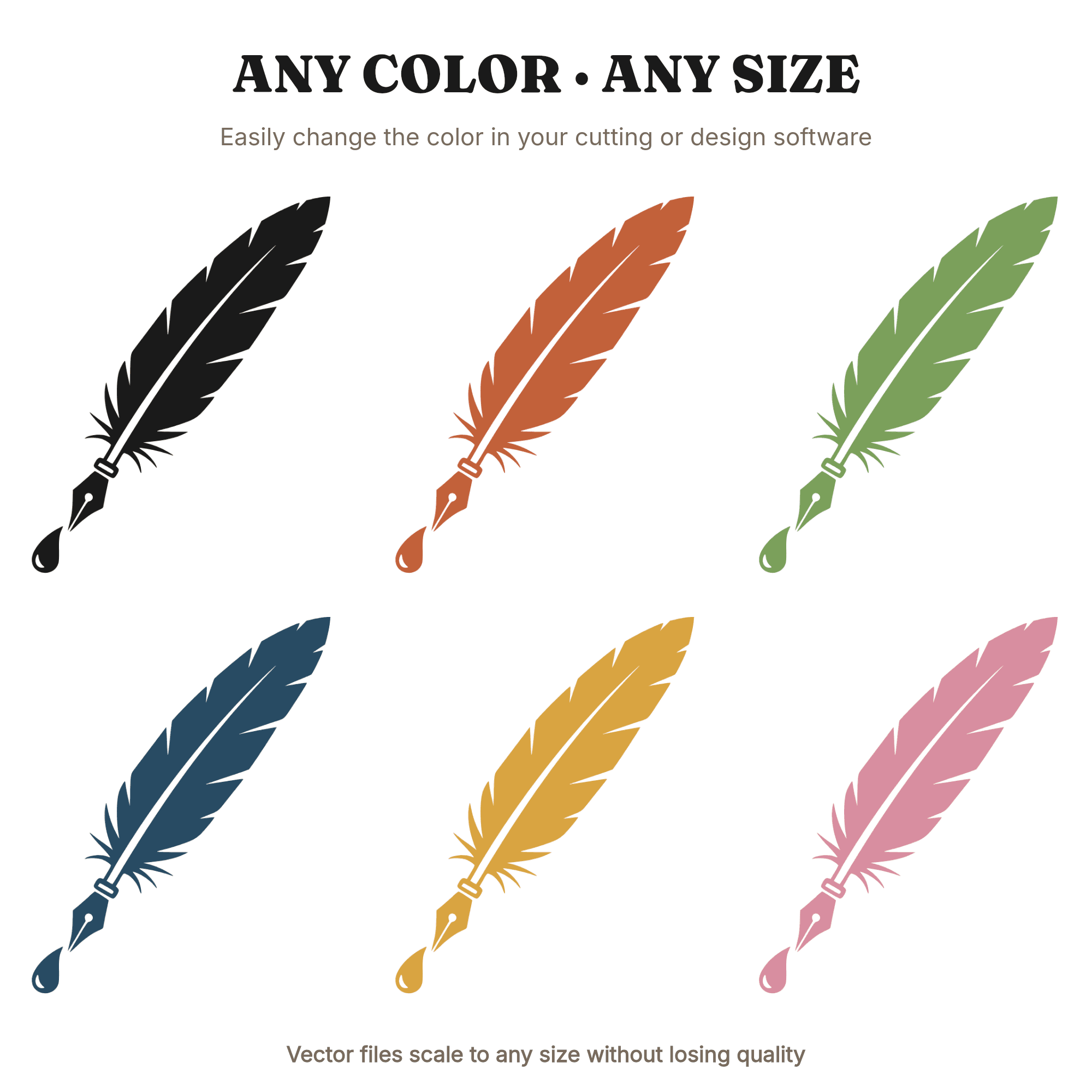 Colonial Quill Feather SVG PNG, Eagle Feather Ink Droplet Cut File, Independence Day 4th of July — view 2