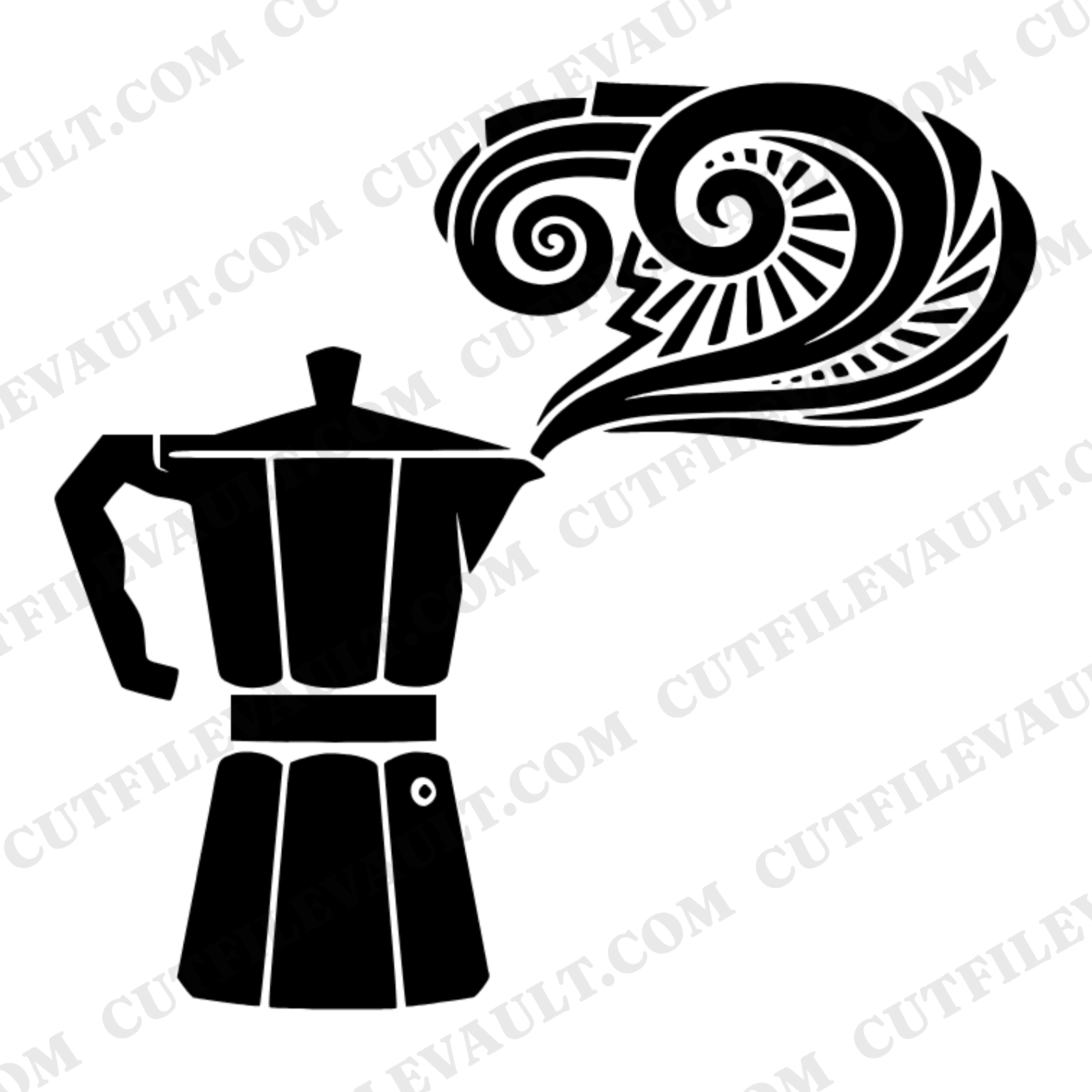 Art Deco Moka Pot SVG PNG, Coffee Maker Cut File, Retro Kitchen Wall Art, National Coffee Day — view 1