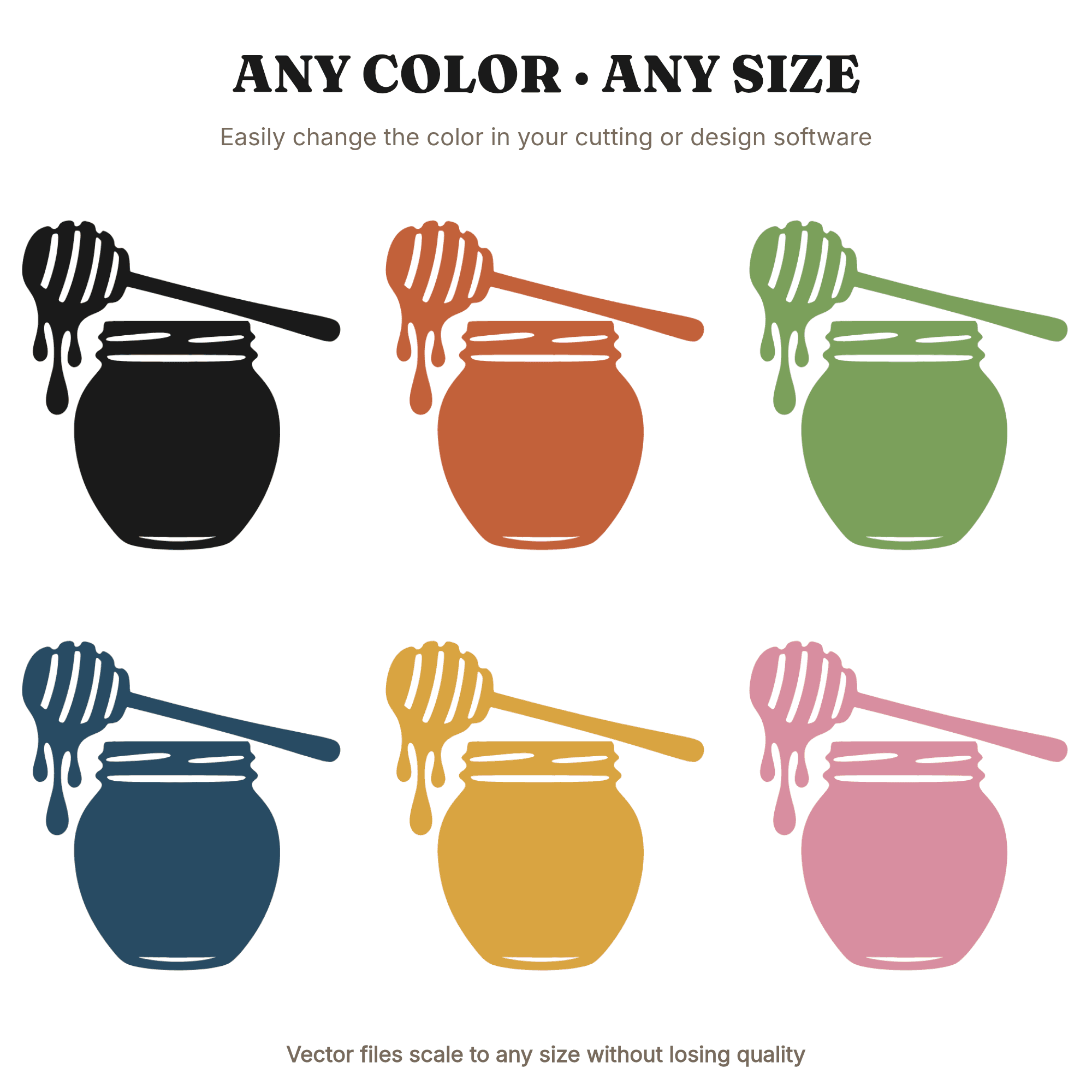 National Honey Month SVG PNG Honey Dipper Jar Silhouette Boho Kitchen Decor Cut File Craft Design — view 2