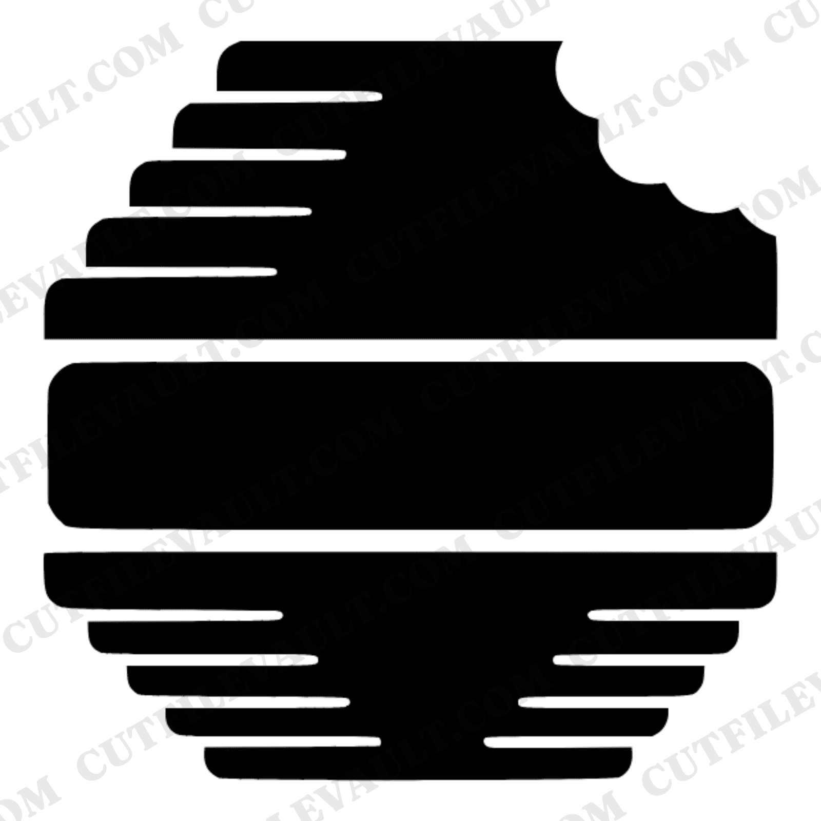 Art Deco Ice Cream Sandwich SVG PNG, Kawaii Bite Mark Cut File, Summer Dessert Clipart Design — view 1