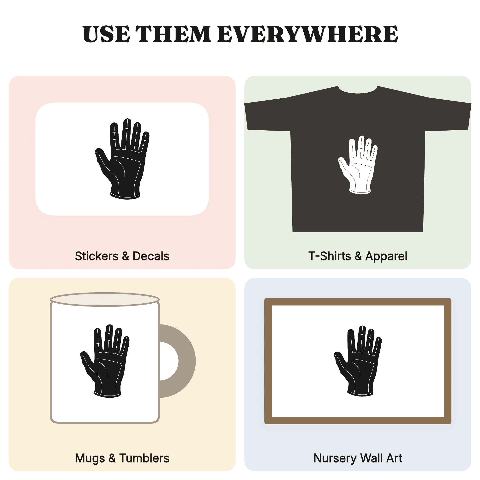 Labor Day Work Glove SVG PNG, Cupped Hand Silhouette Cut File, Worker Appreciation Design — view 3