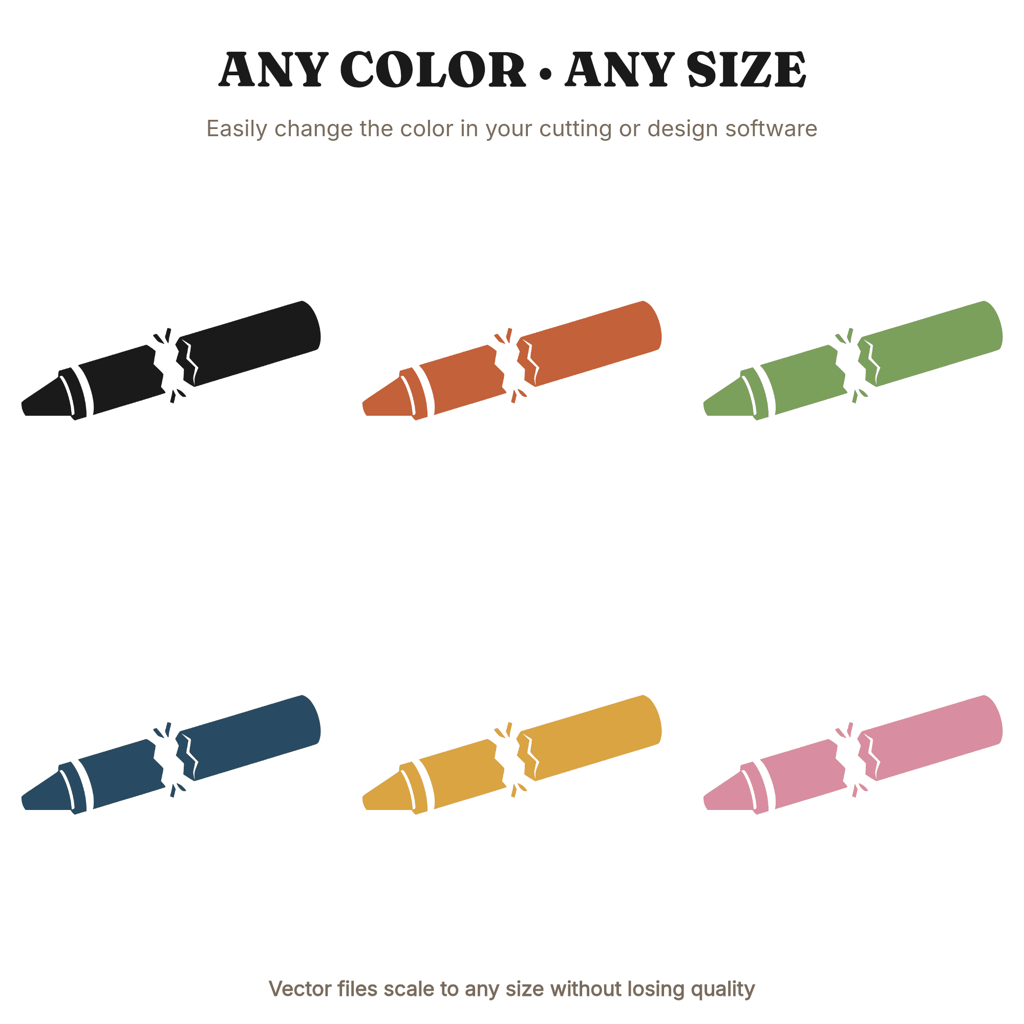 Broken Crayon SVG PNG Back to School Cut File Retro 70s Wave Design Silhouette for Cricut — view 2