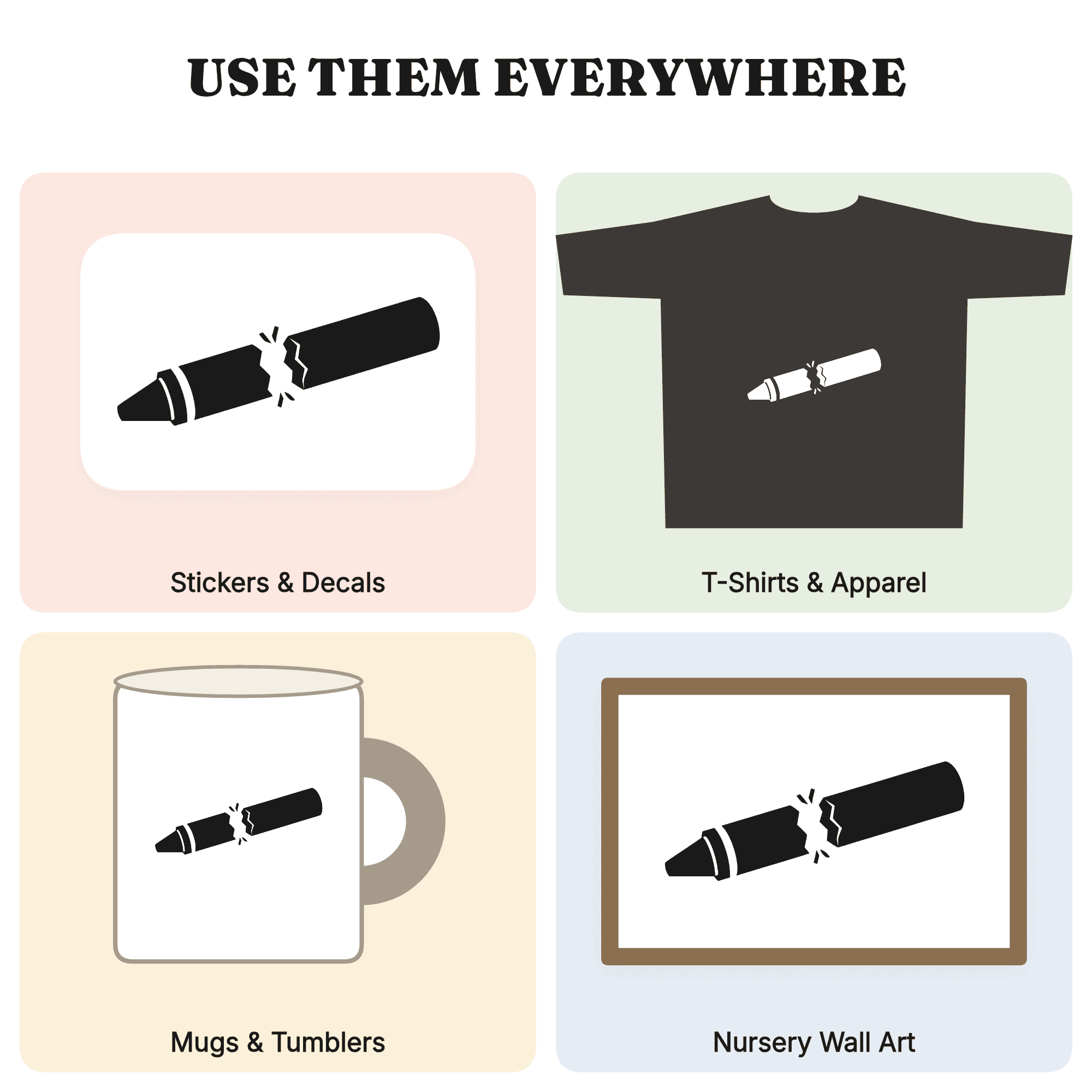 Broken Crayon SVG PNG Back to School Cut File Retro 70s Wave Design Silhouette for Cricut — view 3