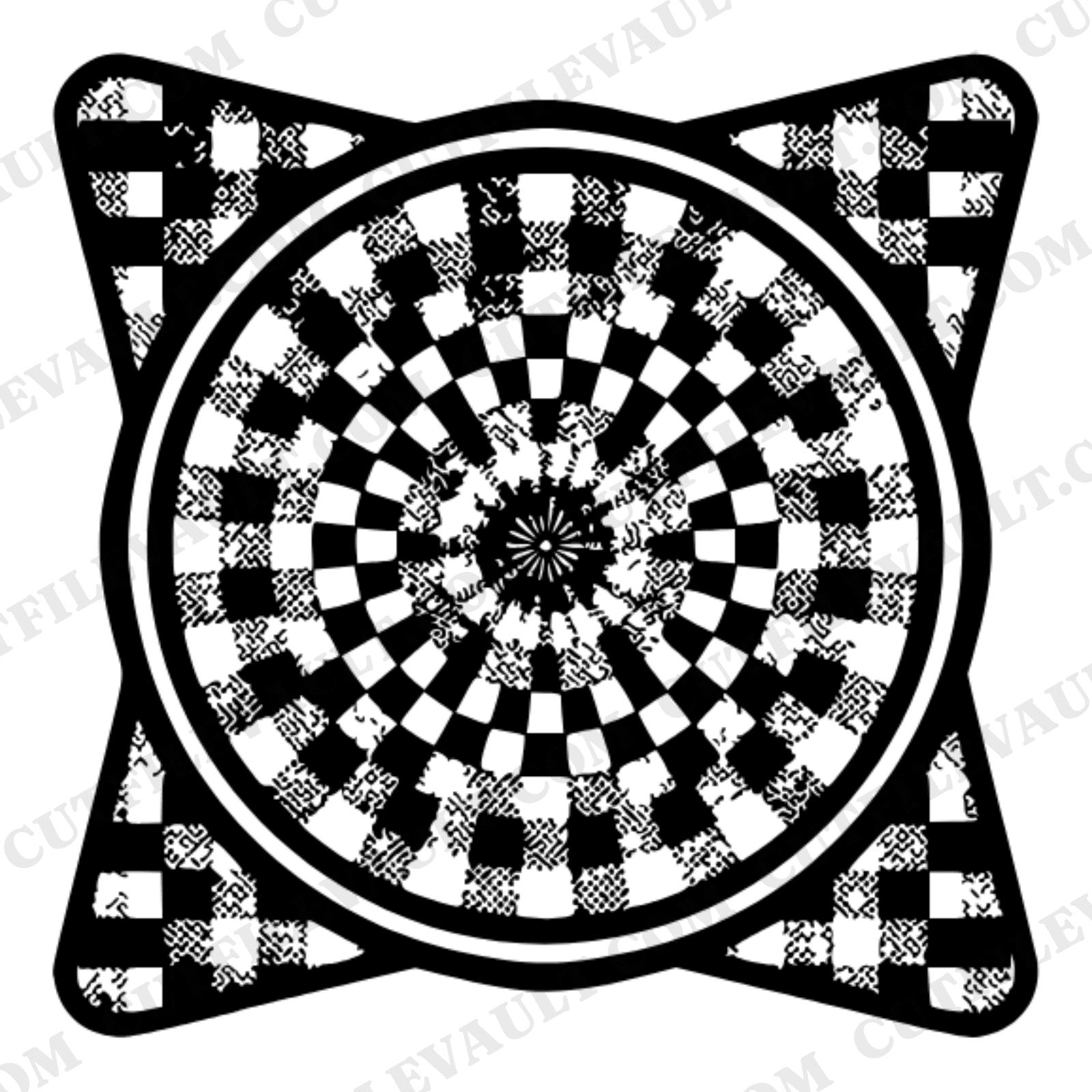 Checkered Picnic Blanket Wax Seal SVG PNG, Boho Gingham Medallion Cut File for Cricut — view 1
