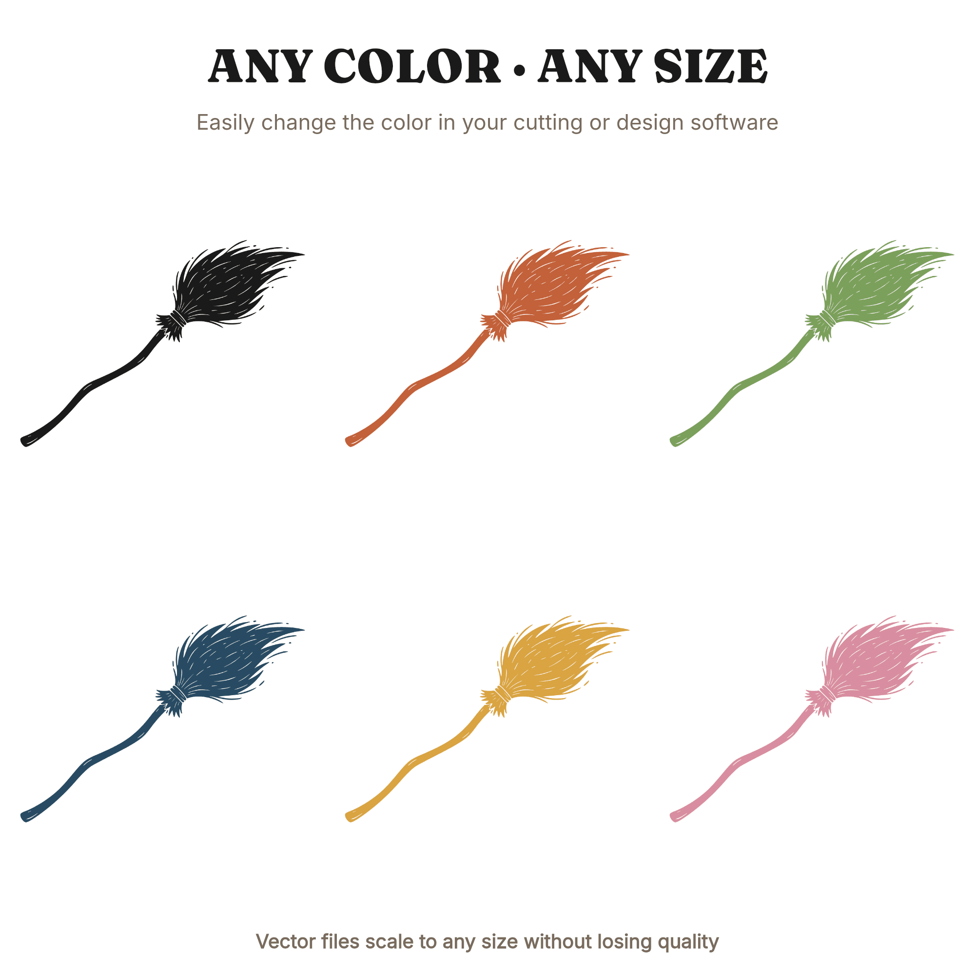 Witch Broom SVG PNG, Boho Halloween Broom Cut File, Swooping Witch Broomstick Clipart, Comet Tail — view 2