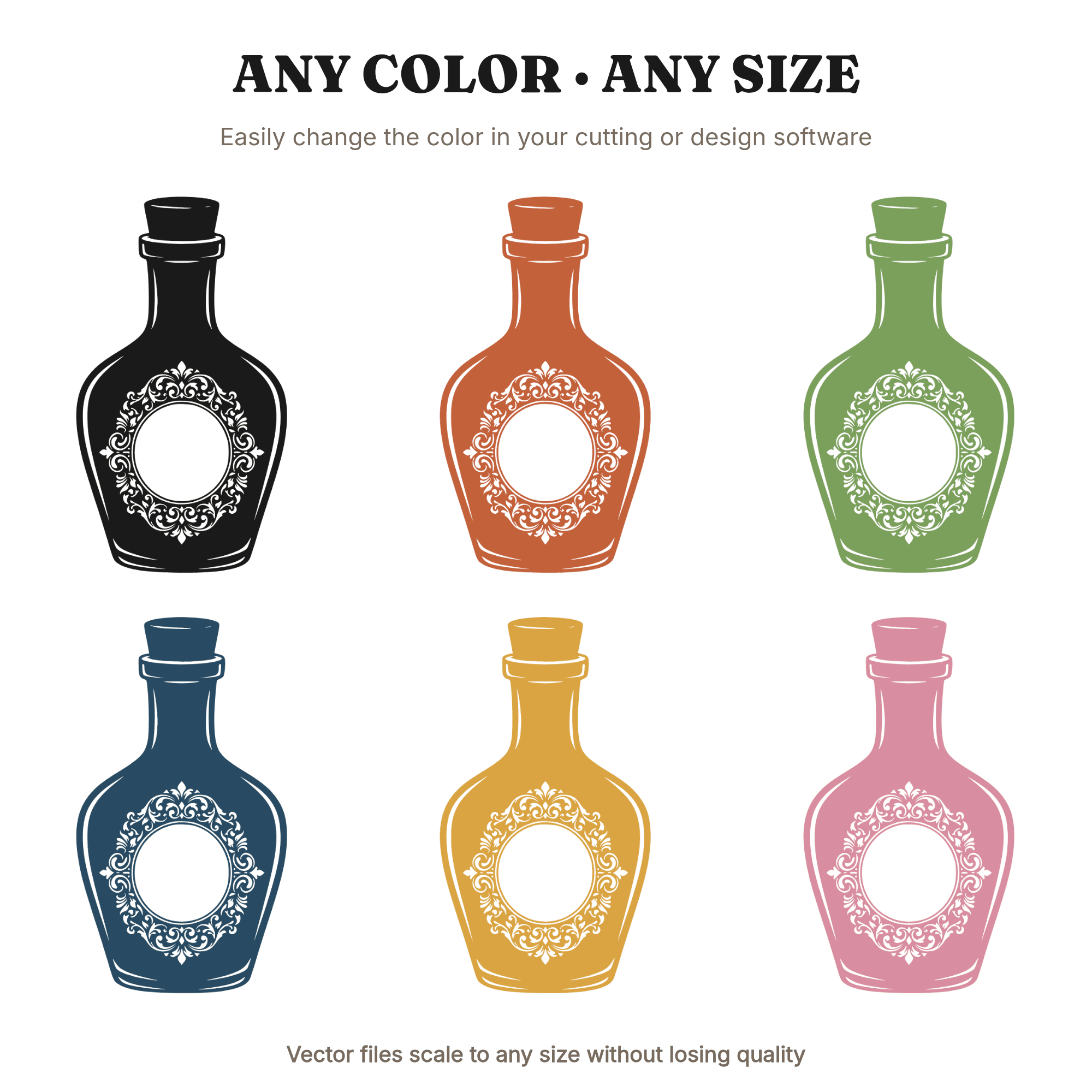 Vintage Apothecary Potion Bottle Monogram Frame SVG PNG, Halloween Botanical Cut File Design — view 2