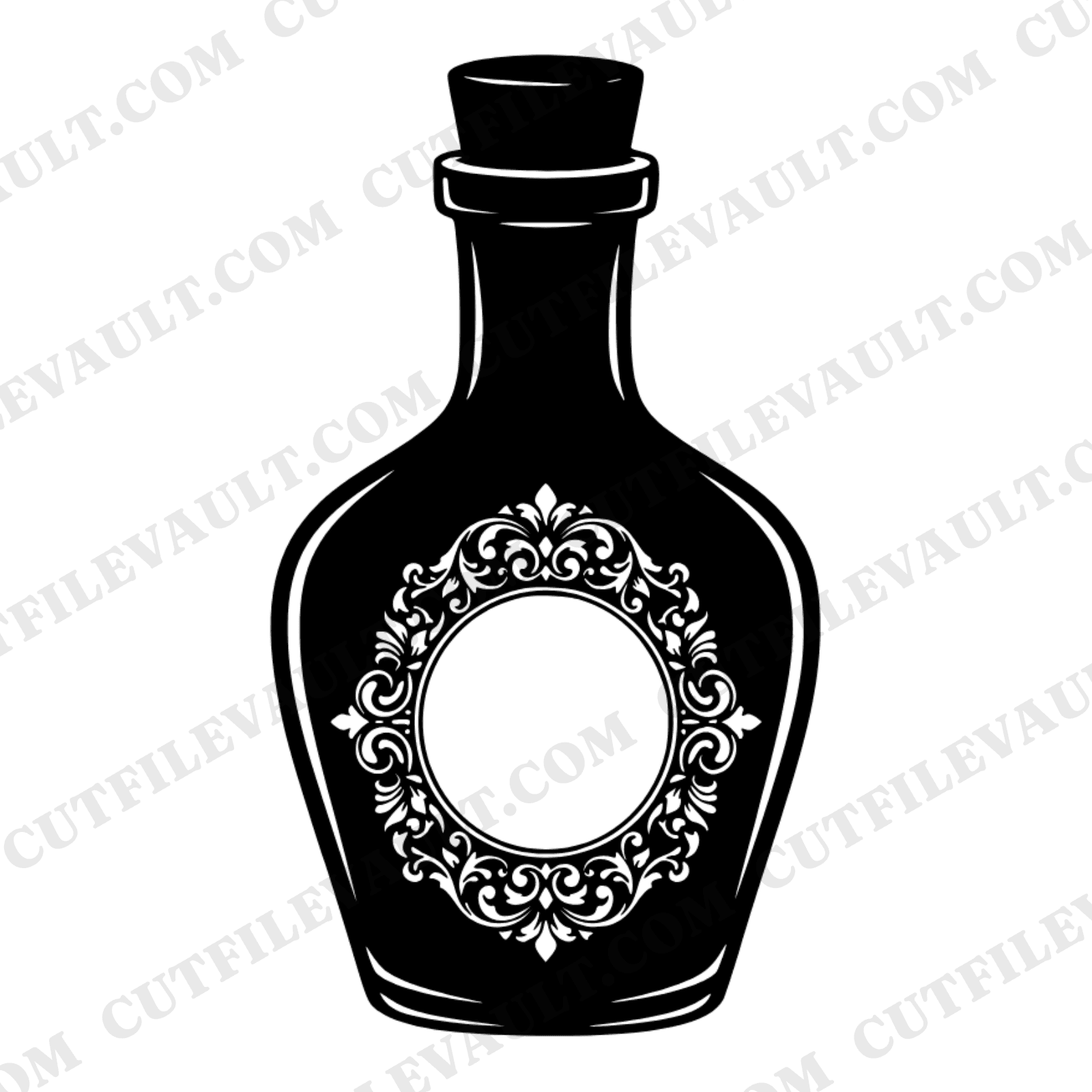 Vintage Apothecary Potion Bottle Monogram Frame SVG PNG, Halloween Botanical Cut File Design — view 1