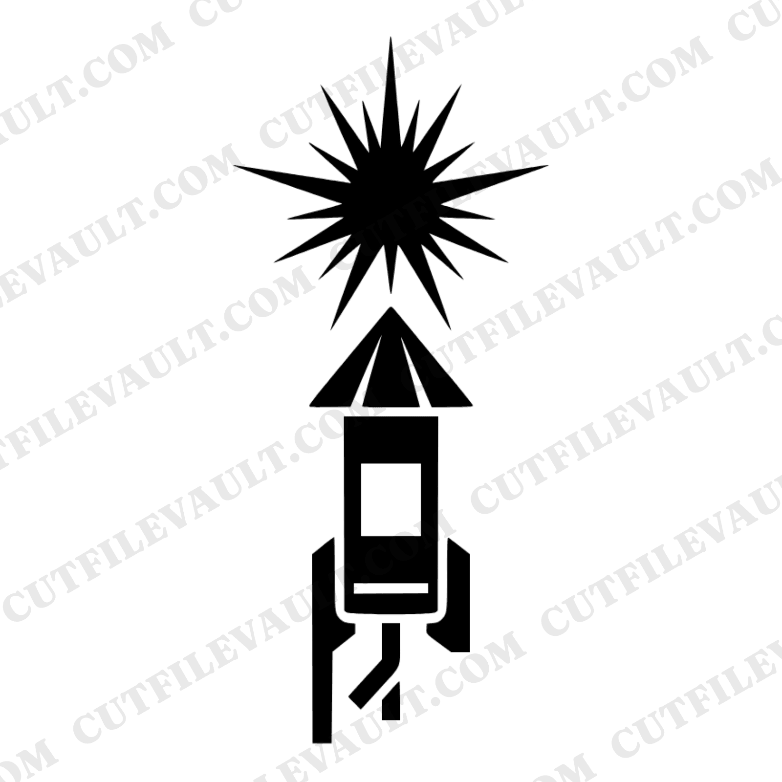 Art Deco Rocket Firework SVG PNG, Retro 4th of July Cut File, Independence Day Starburst Silhouette — view 1