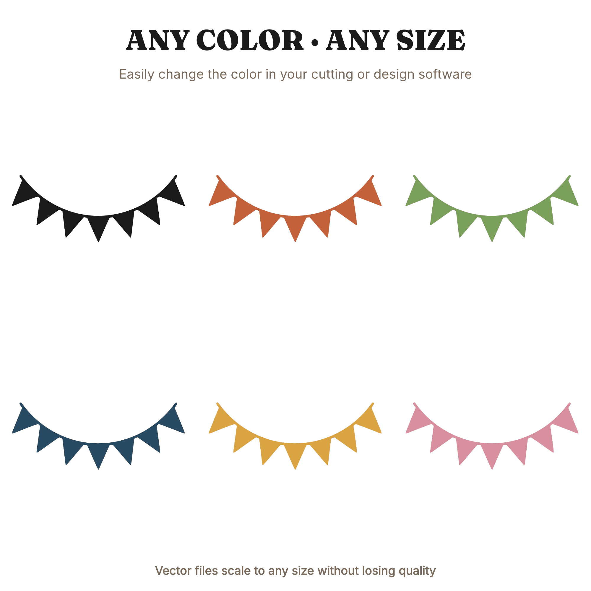 Mid Century Patriotic Pennant Banner SVG PNG, 4th of July Bunting Cut File, Retro Independence Day — view 2