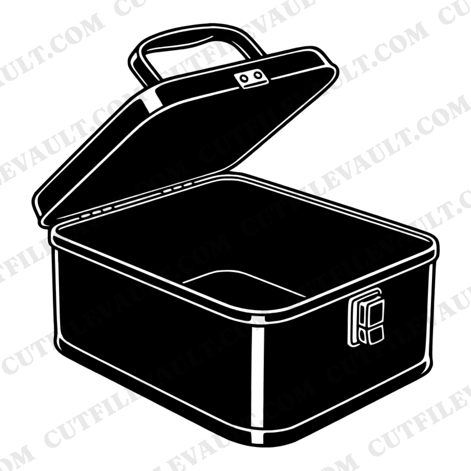 Retro Lunchbox SVG, Open Vintage Metal Lunch Box PNG, 70s Nostalgic Cut File, Back to School — view 1
