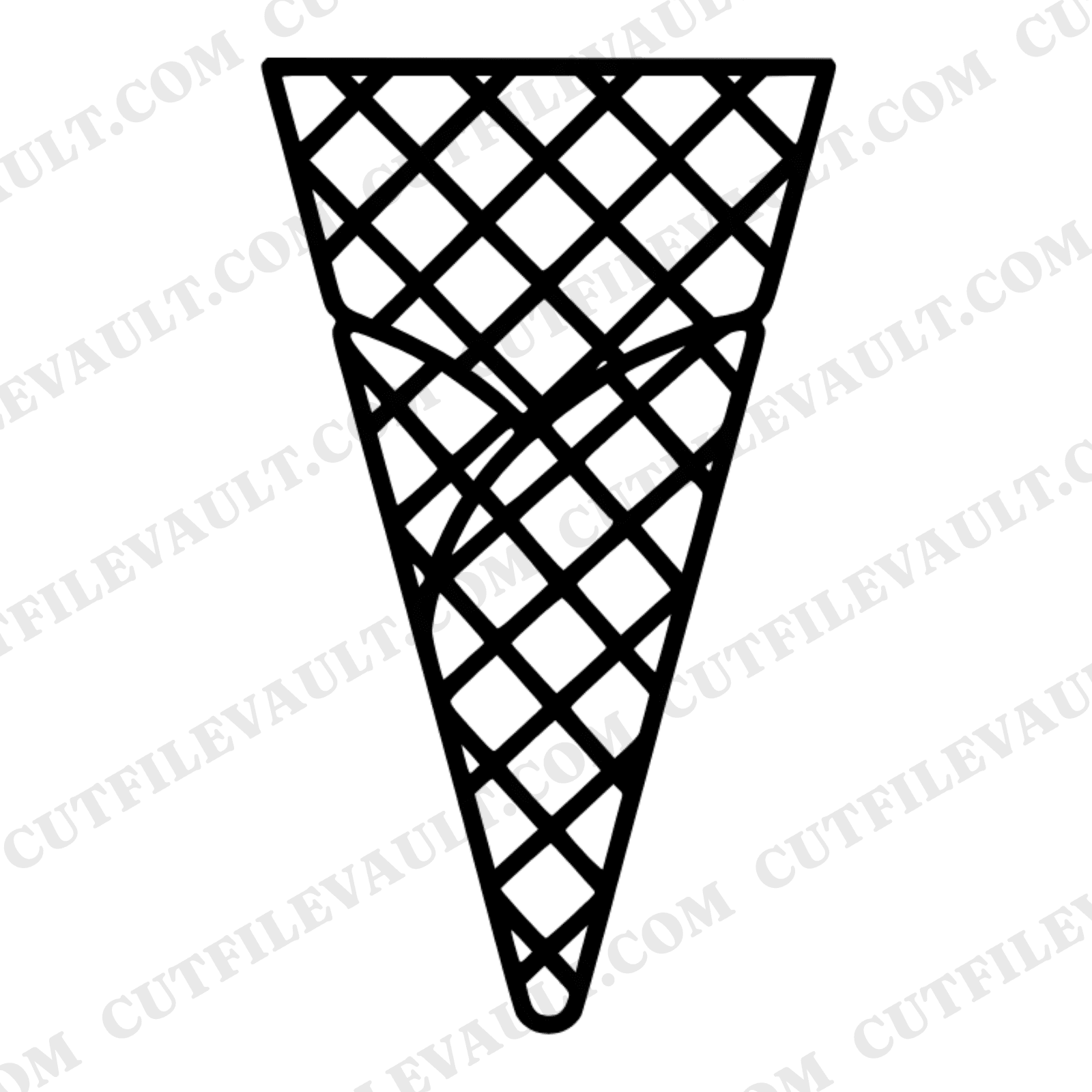 Celestial Waffle Cone SVG PNG, Mystical Cross Hatch Ice Cream Cone Cut File, Minimalist Line Art — view 1