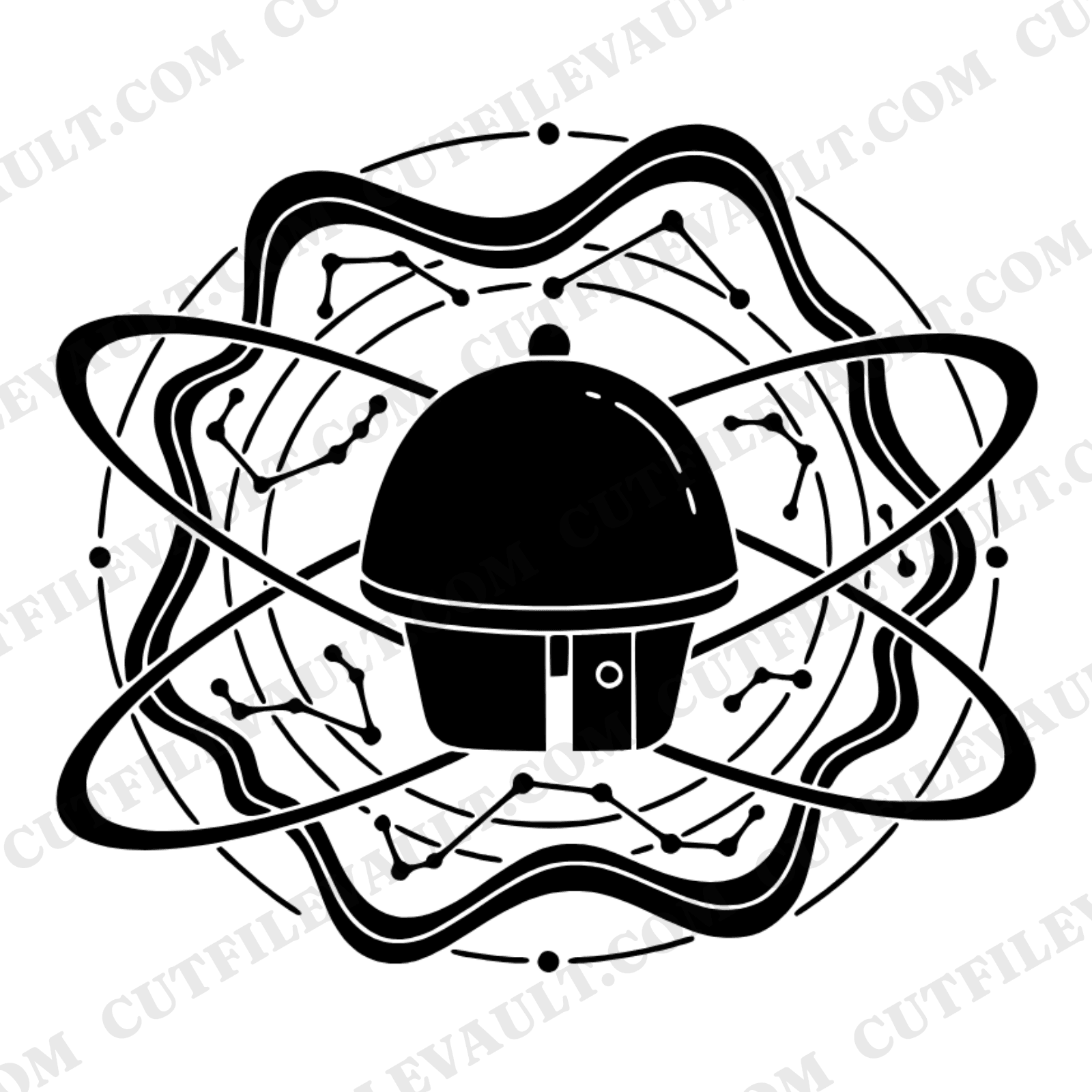 Cosmic Pencil Sharpener SVG PNG, Retro 70s Back to School Cut File, Celestial Teacher Clipart — view 1