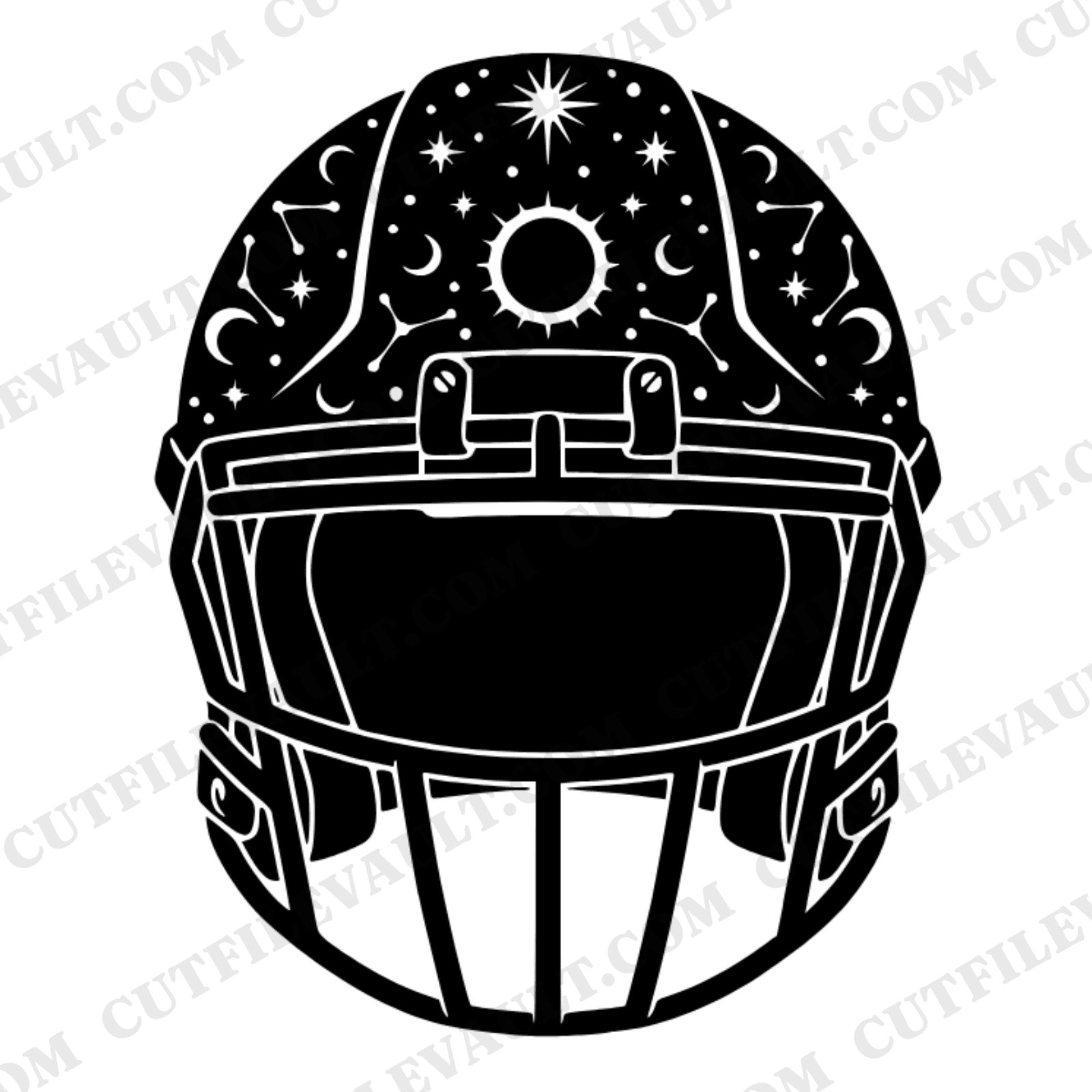 Celestial Guardian Football Helmet SVG PNG, Mystical Sports Silhouette Cut File for Cricut — view 1