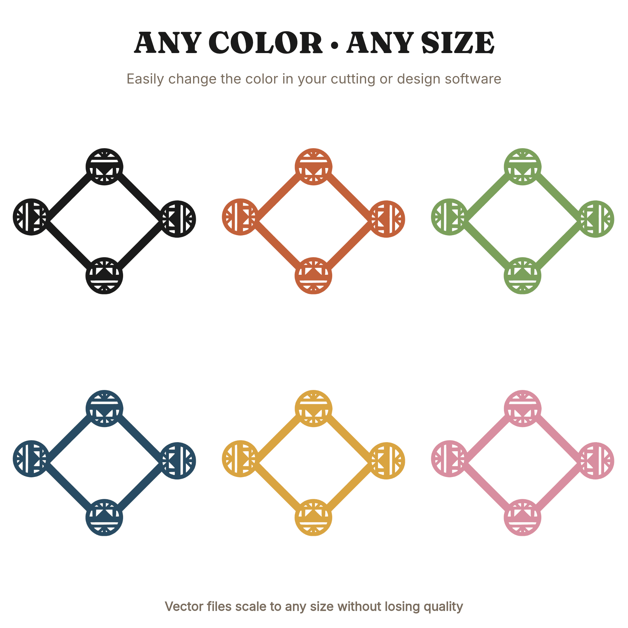 Friendship Bracelet Loom SVG PNG, Art Deco Diamond Geometric Cut File, Scandinavian Line Art — view 2