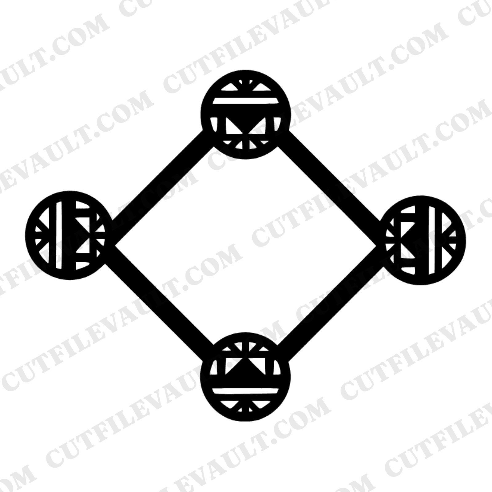 Friendship Bracelet Loom SVG PNG, Art Deco Diamond Geometric Cut File, Scandinavian Line Art — view 1