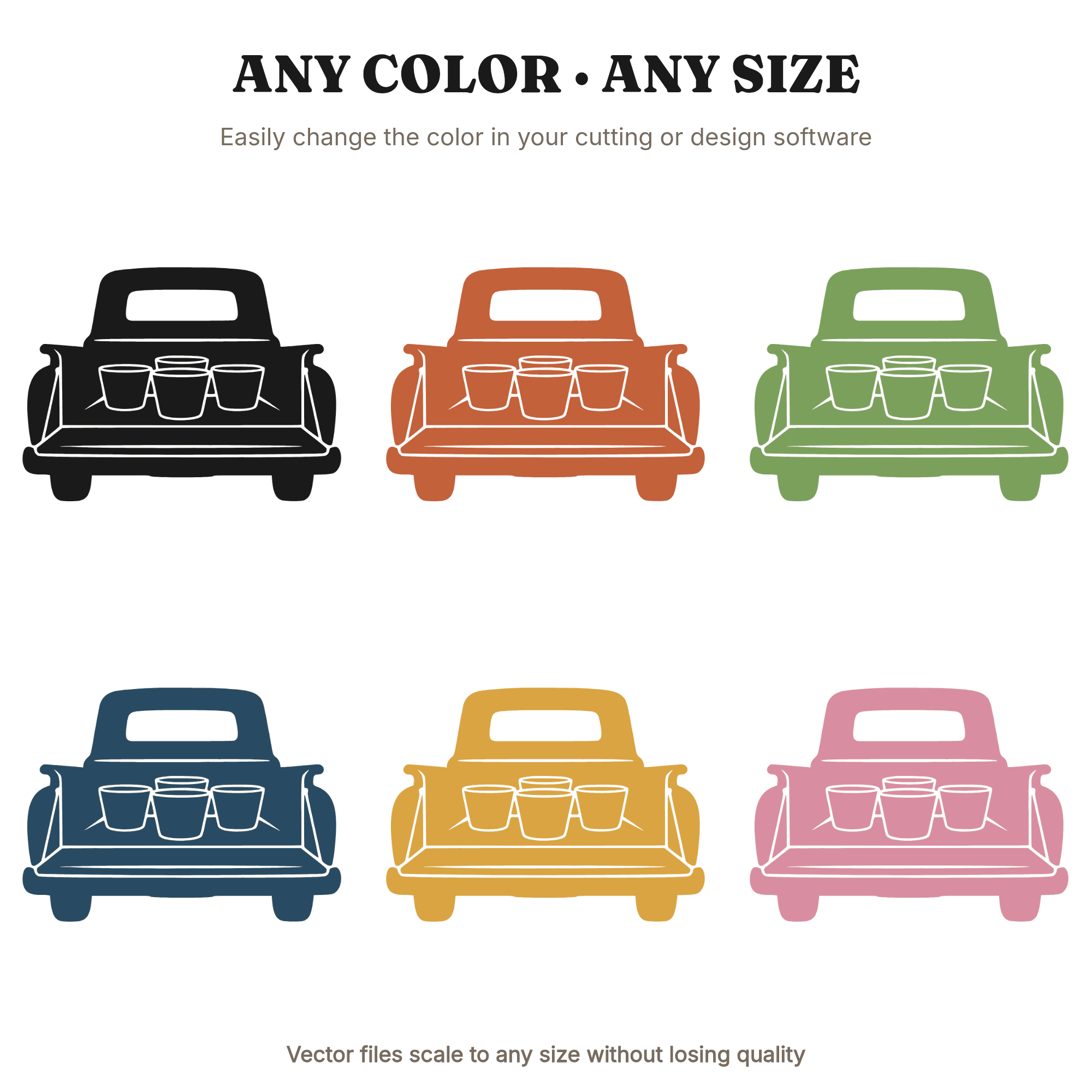 Vintage Pickup Truck Tailgate SVG PNG, Harvest Basket Cut File, Farmers Market Americana Design — view 2