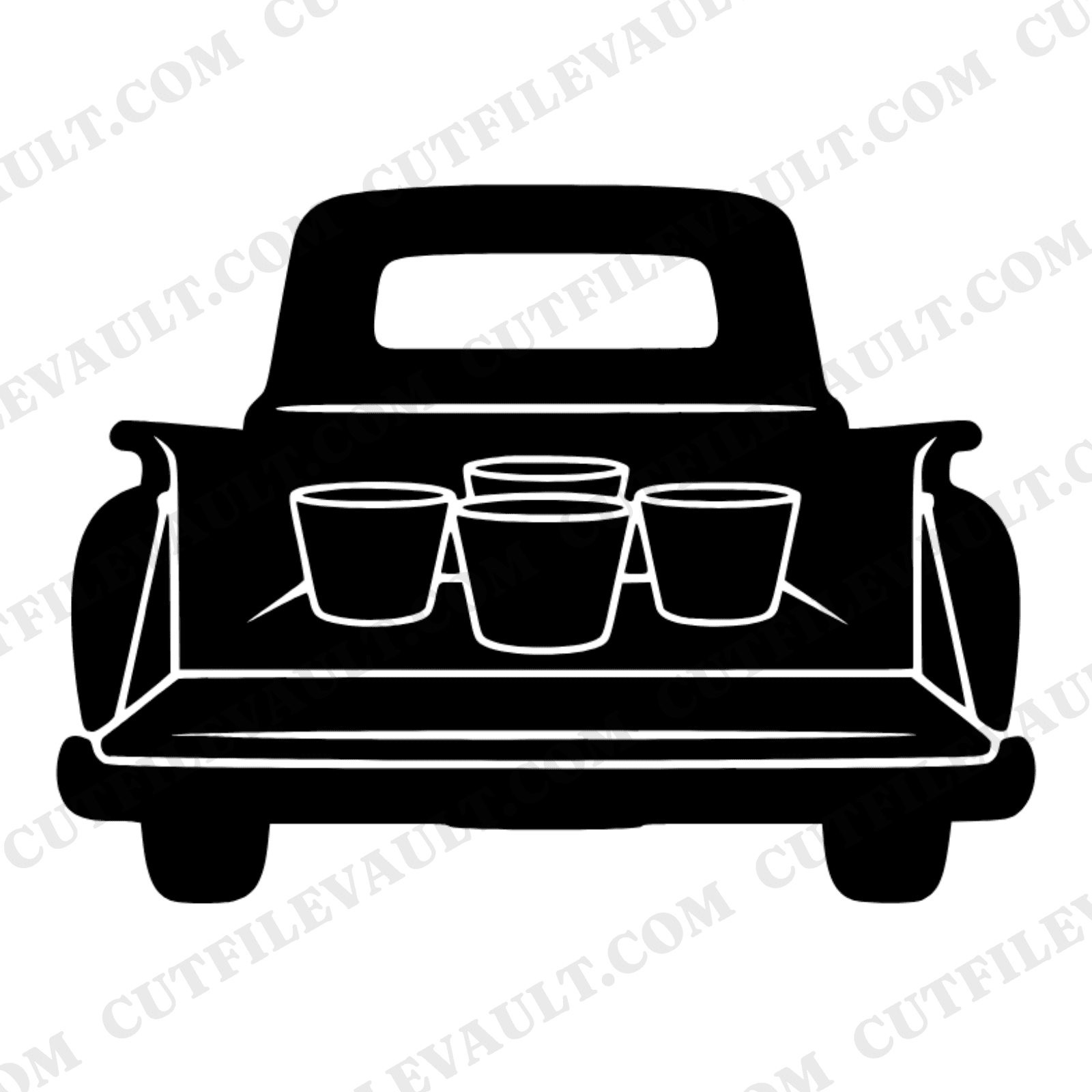 Vintage Pickup Truck Tailgate SVG PNG, Harvest Basket Cut File, Farmers Market Americana Design — view 1