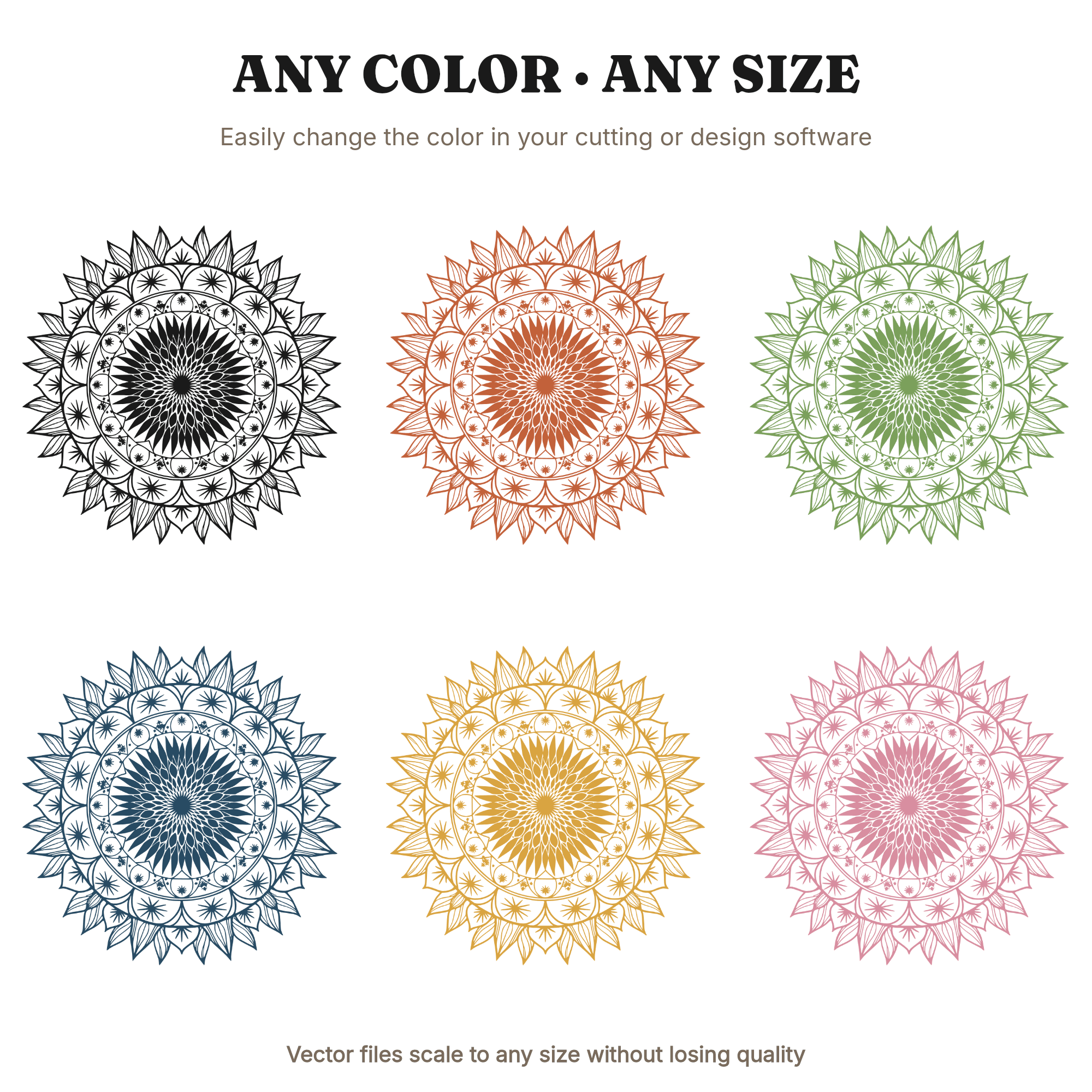 Celestial Sunflower Mandala SVG PNG, Autumn Equinox Harvest Boho Fall Cut File Sacred Geometry — view 2