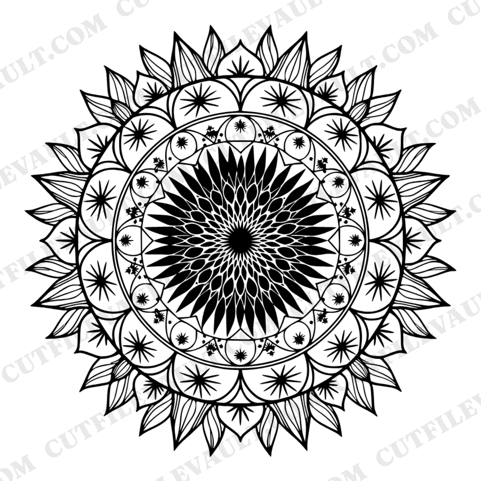 Celestial Sunflower Mandala SVG PNG, Autumn Equinox Harvest Boho Fall Cut File Sacred Geometry — view 1