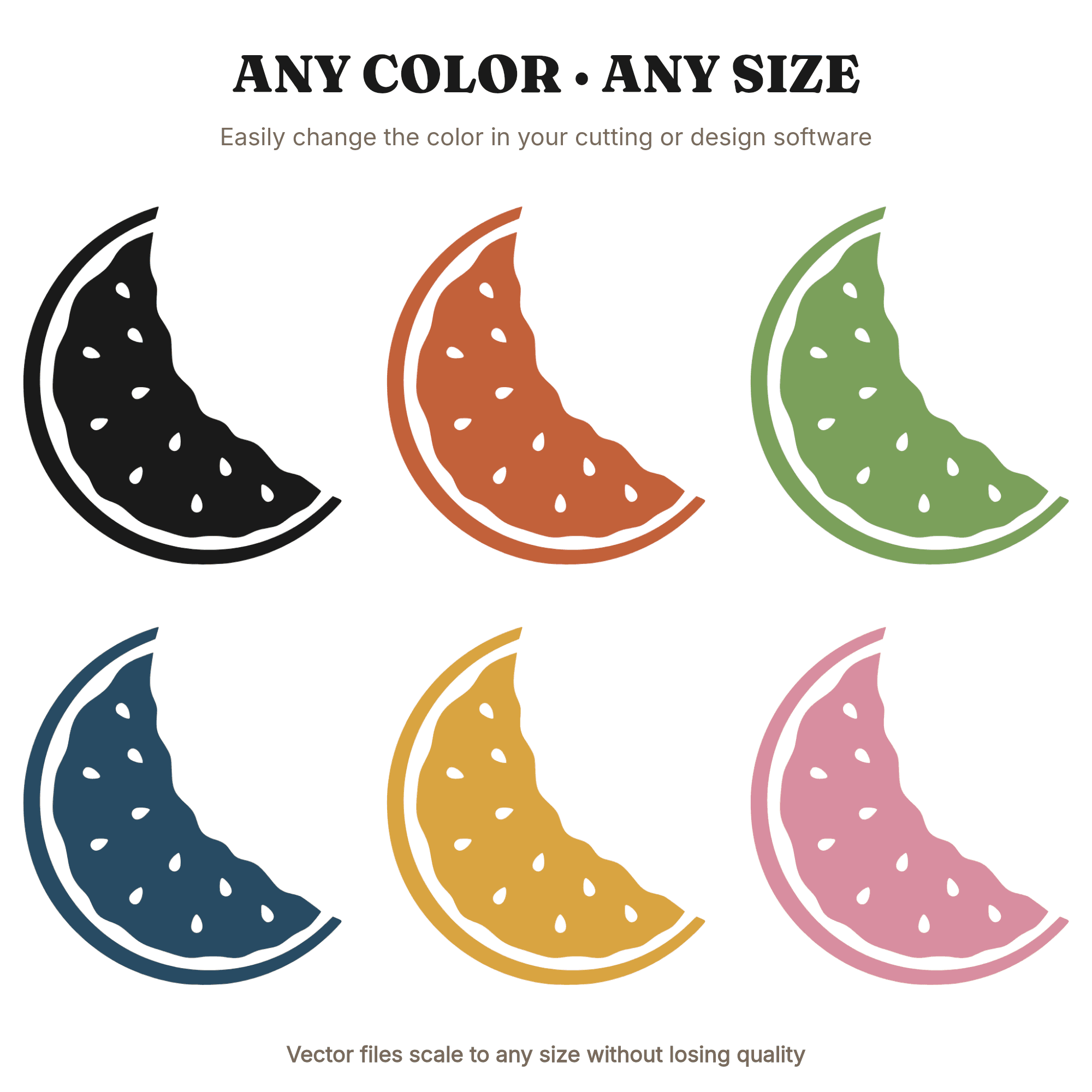 Crescent Watermelon Moon SVG PNG, Mid-Century Celestial Summer Cut File, Watermelon Day Craft — view 2