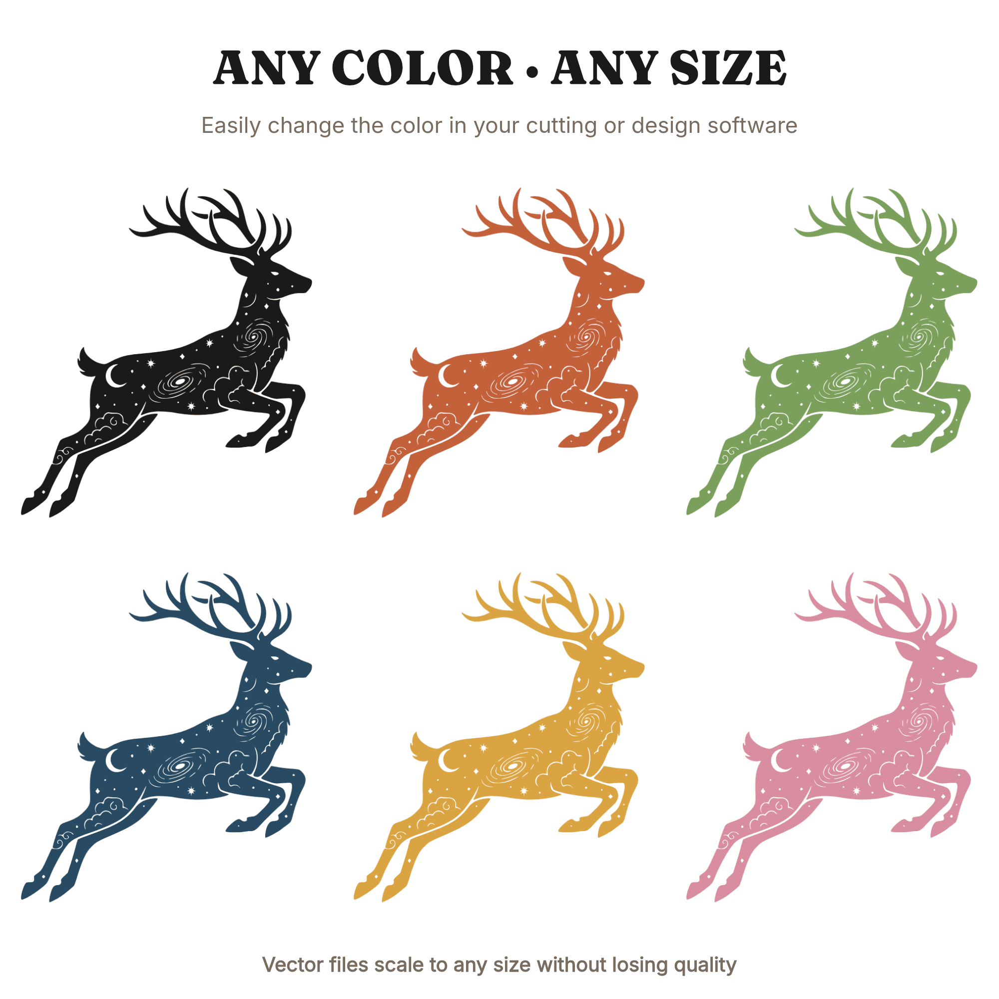 Celestial Stag Leap SVG PNG, Autumn Equinox Silhouette, Mystical Deer Cut File, Fall Forest Cricut — view 2