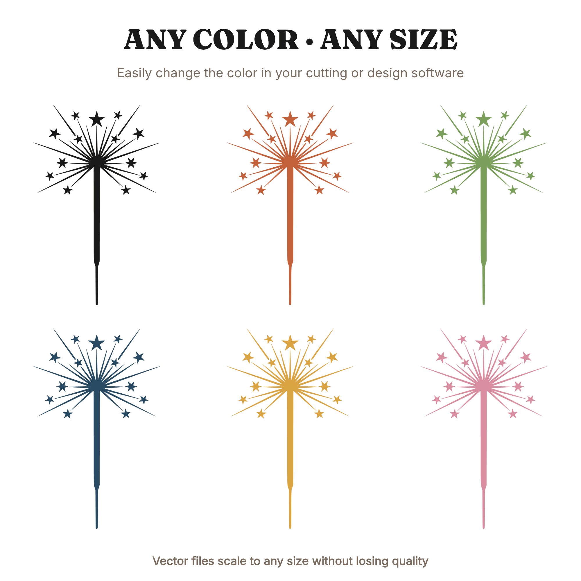 Art Deco Sparkler SVG PNG, Starburst Silhouette Cut File, 4th of July Independence Day Patriotic Design — view 2