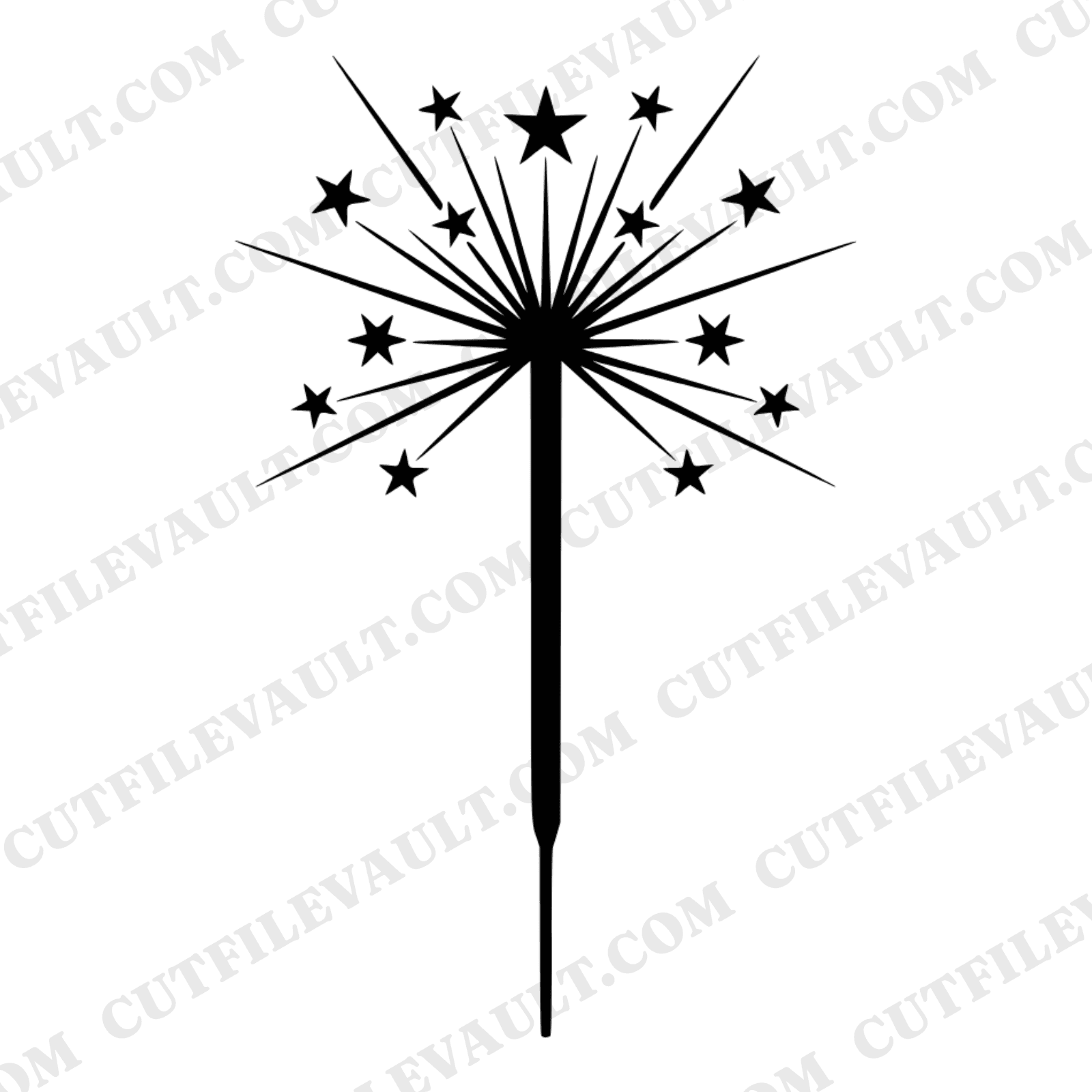 Art Deco Sparkler SVG PNG, Starburst Silhouette Cut File, 4th of July Independence Day Patriotic Design — view 1
