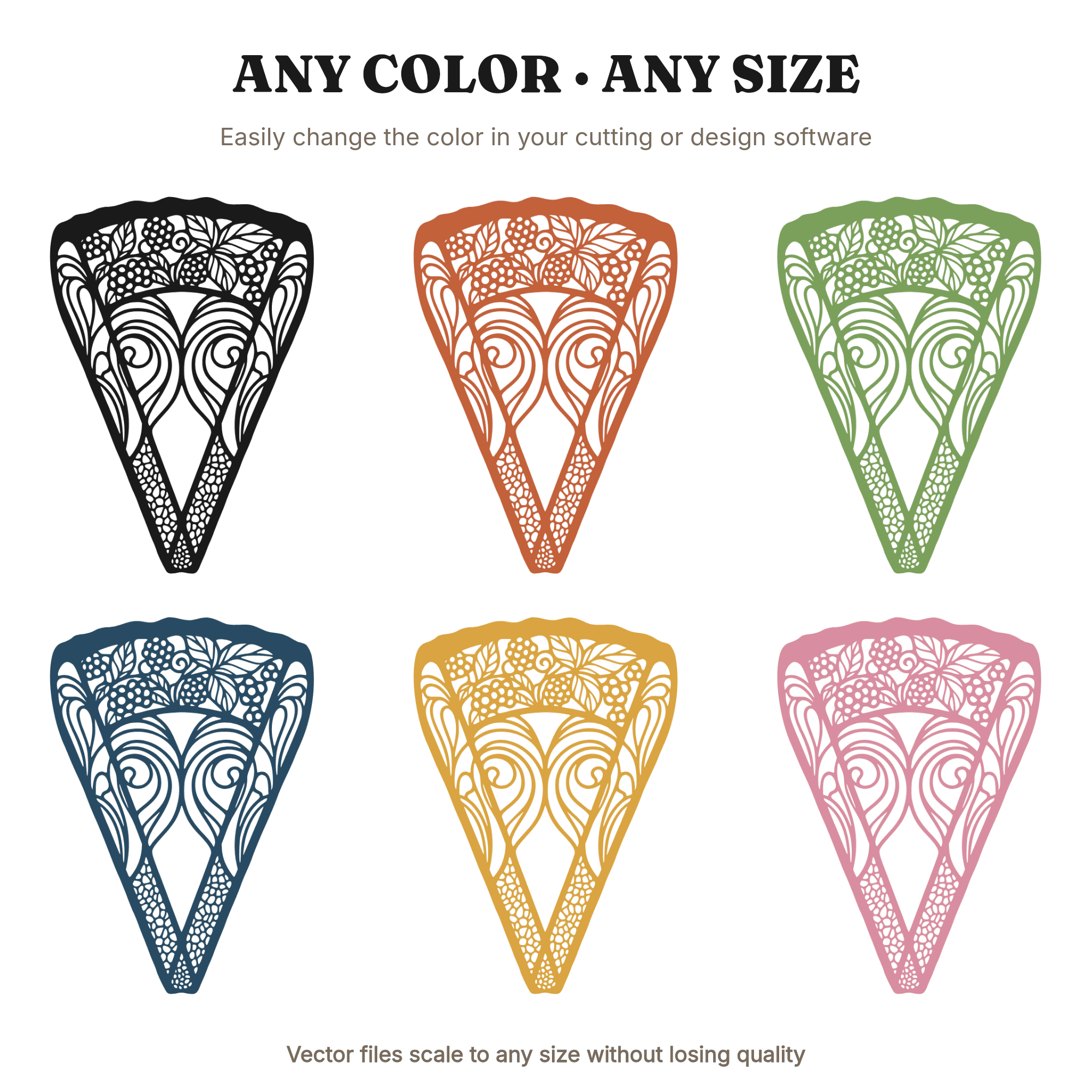 Gravity Defying Cheesecake Slice SVG PNG Stained Glass Vintage Botanical Cut File for Cricut — view 2