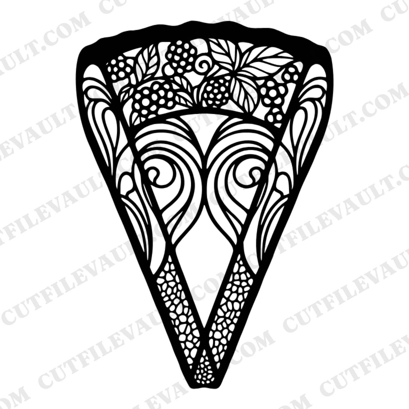 Gravity Defying Cheesecake Slice SVG PNG Stained Glass Vintage Botanical Cut File for Cricut — view 1