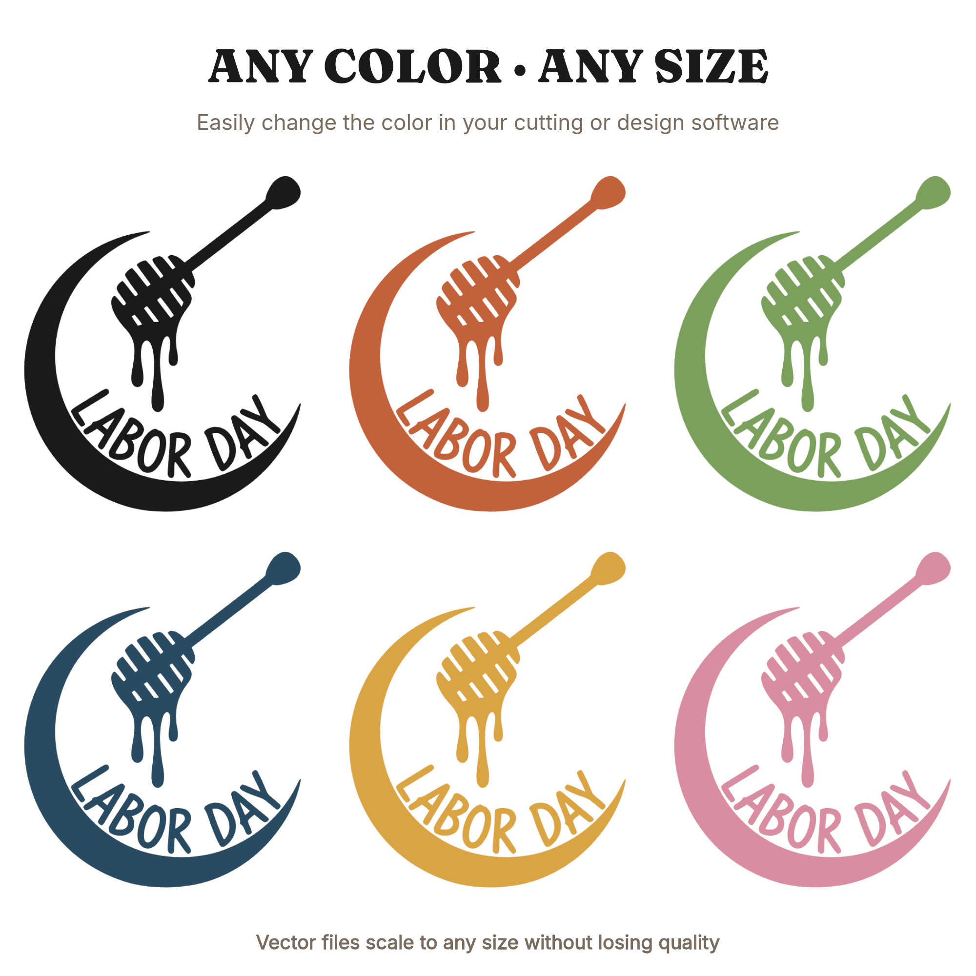 Honey Dipper Crescent Moon SVG PNG, Labor Day Boho Bee Svg, Beekeeper Mystical Cut File Design — view 2