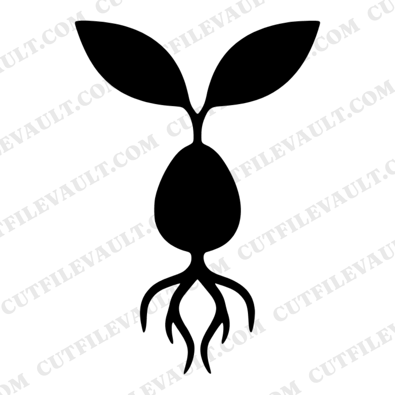 Avocado Pit Sprouting SVG PNG, Kitchen Garden Folk Art Cut File, Symmetrical Seedling Design — view 1