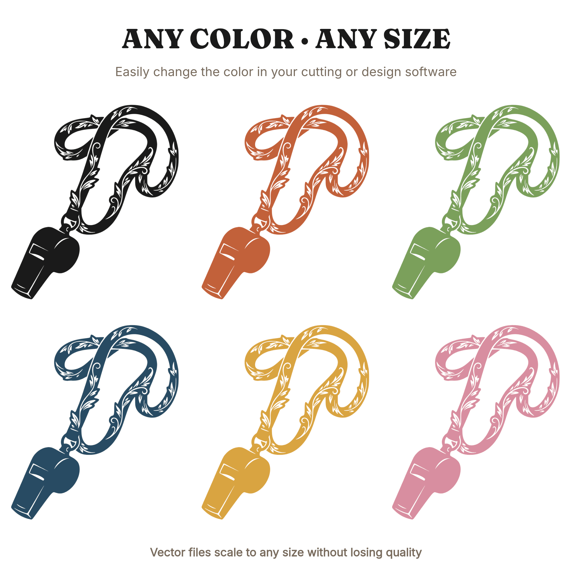 Vintage Botanical Coach Whistle SVG PNG, Teacher Appreciation Gift, Sports Team Lanyard Cut File — view 2