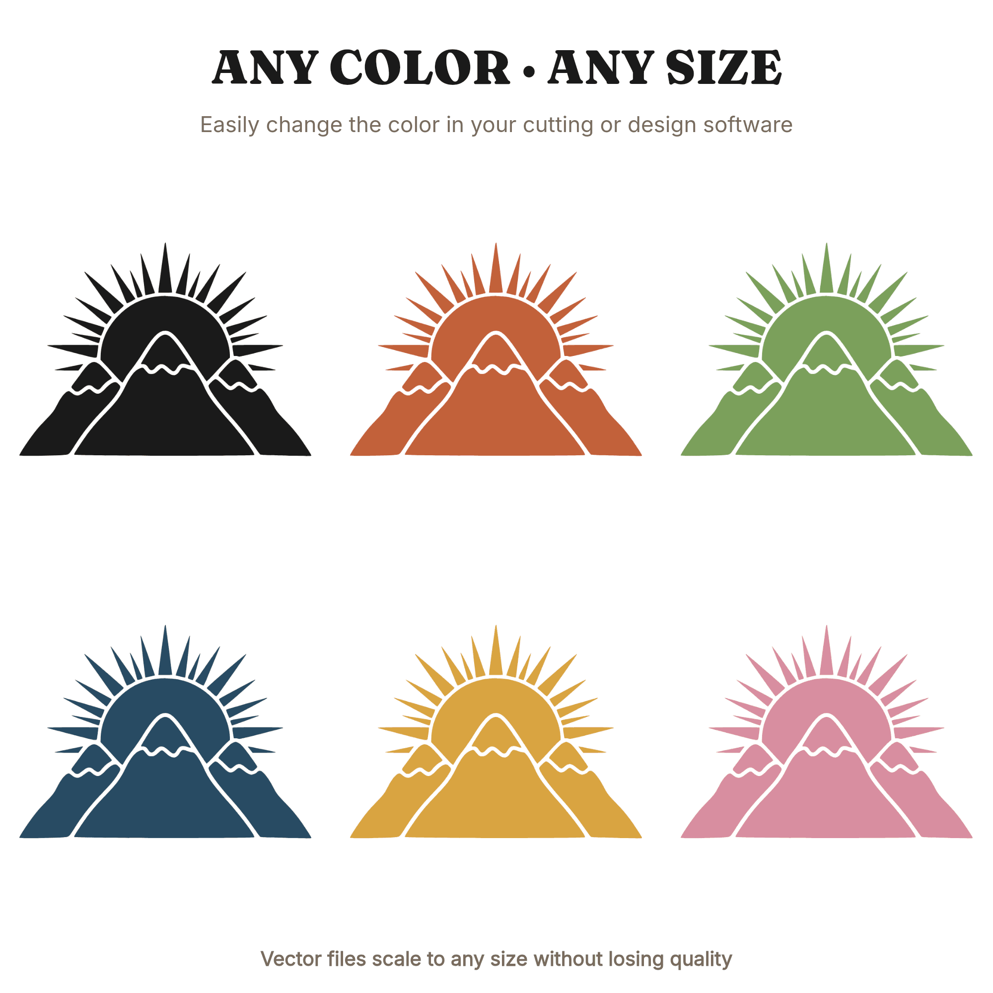 Autumn Equinox Boho Mountain Sun SVG PNG Layered Scene Cut File for Fall Decor Craft Projects — view 2