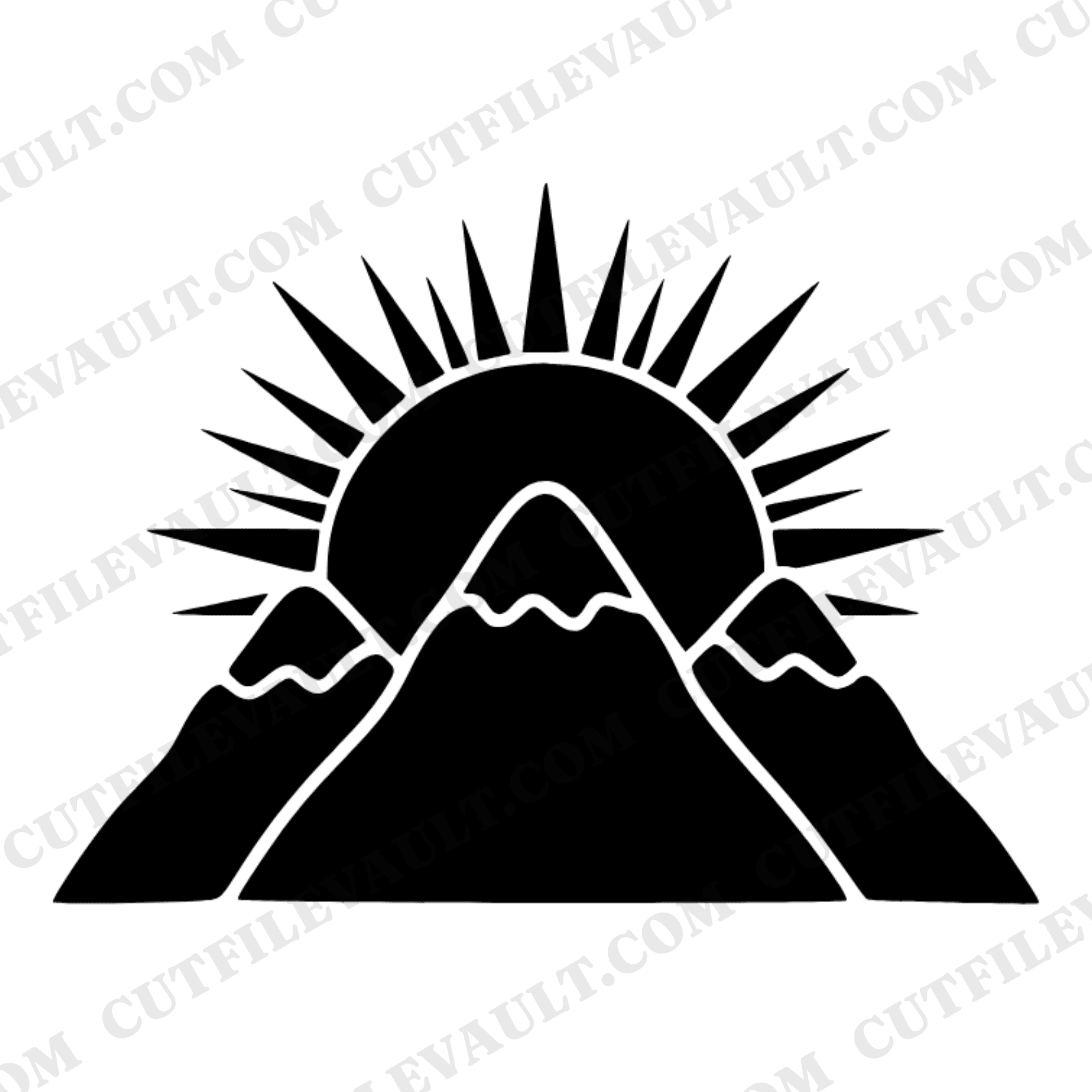 Autumn Equinox Boho Mountain Sun SVG PNG Layered Scene Cut File for Fall Decor Craft Projects — view 1