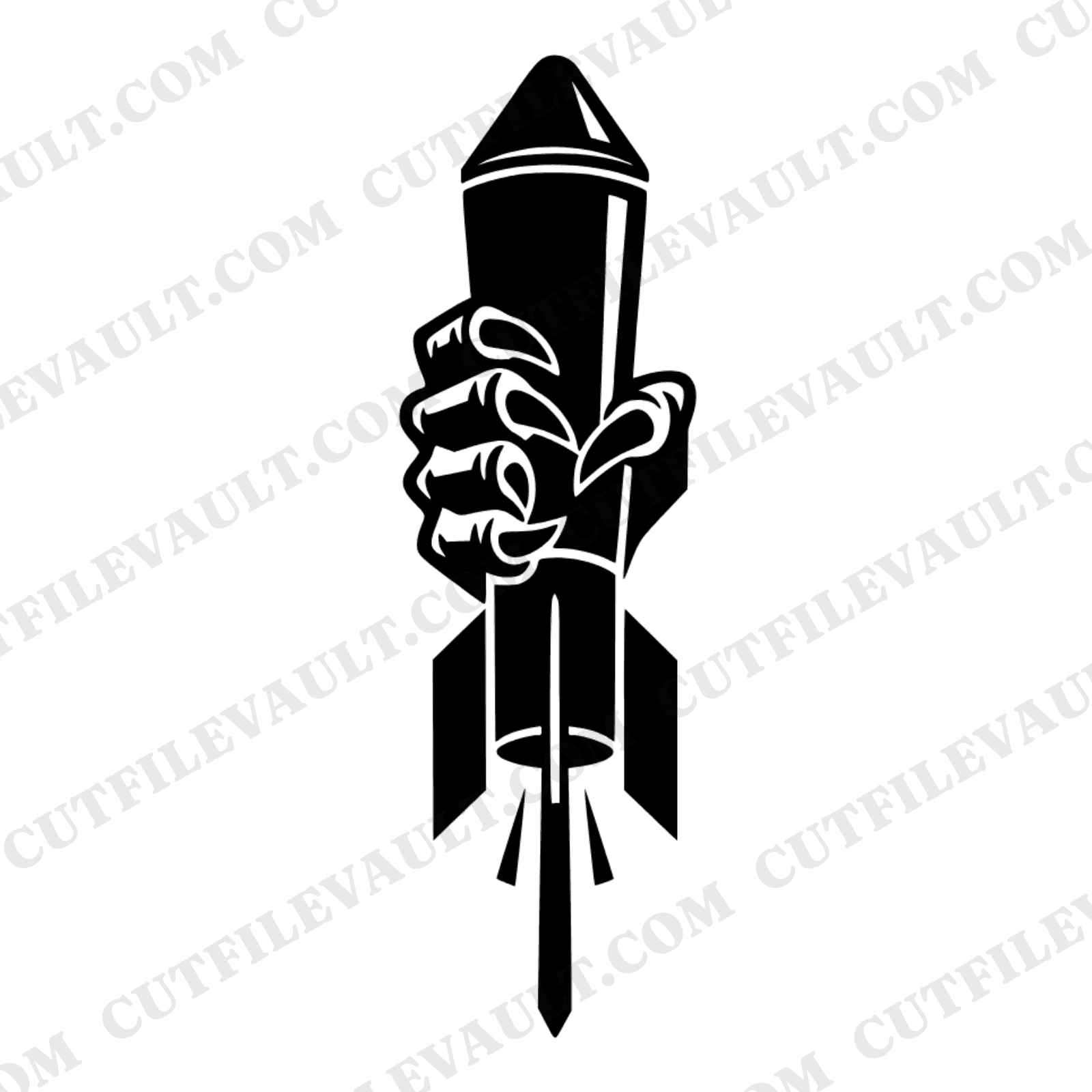 Eagle Talon Gripping Bottle Rocket SVG PNG Art Deco Independence Day Patriotic Cut File Design — view 1