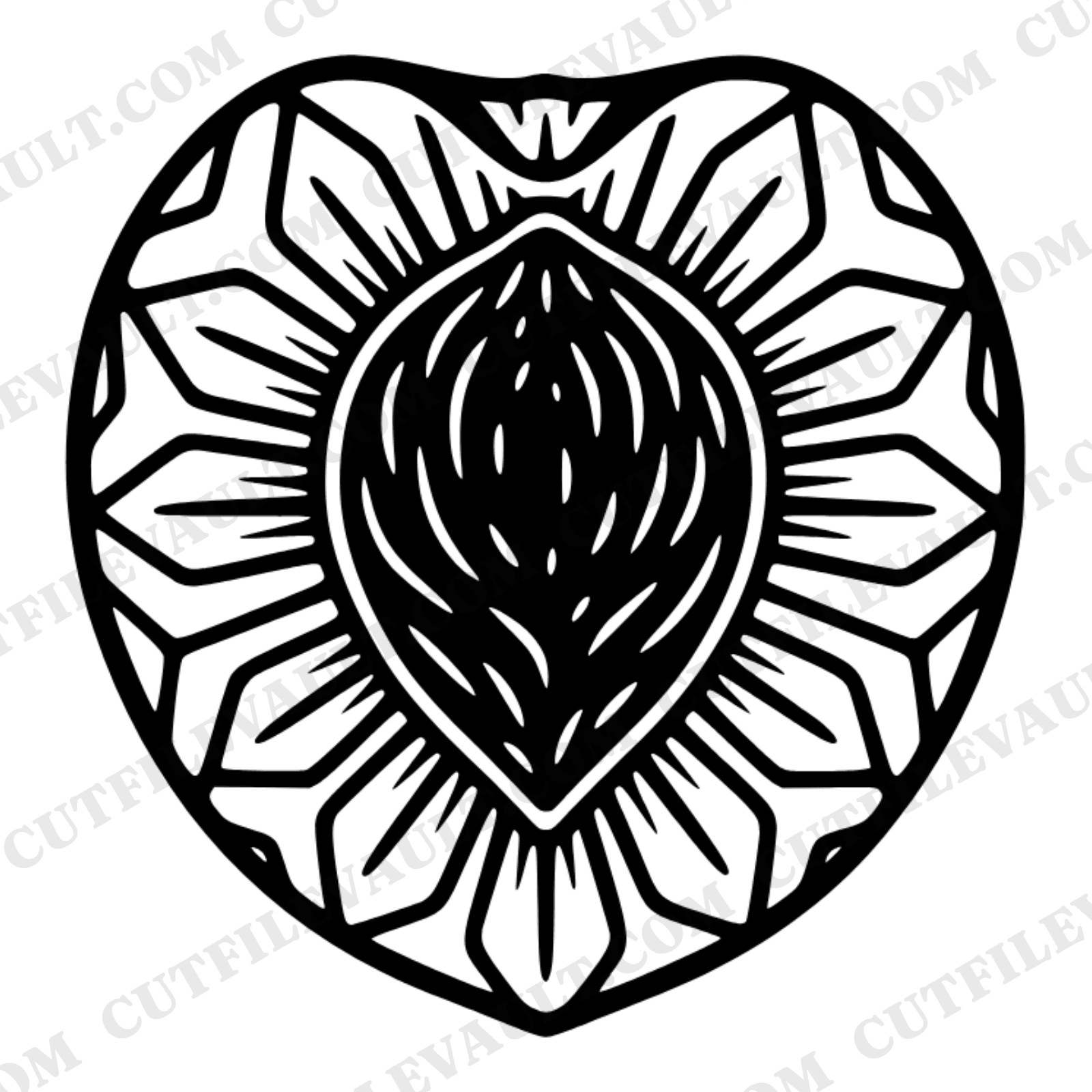 Peach Pit Mandala SVG PNG, Boho Summer Kitchen Decor Cut File, Nordic Geometric Fruit Design — view 1