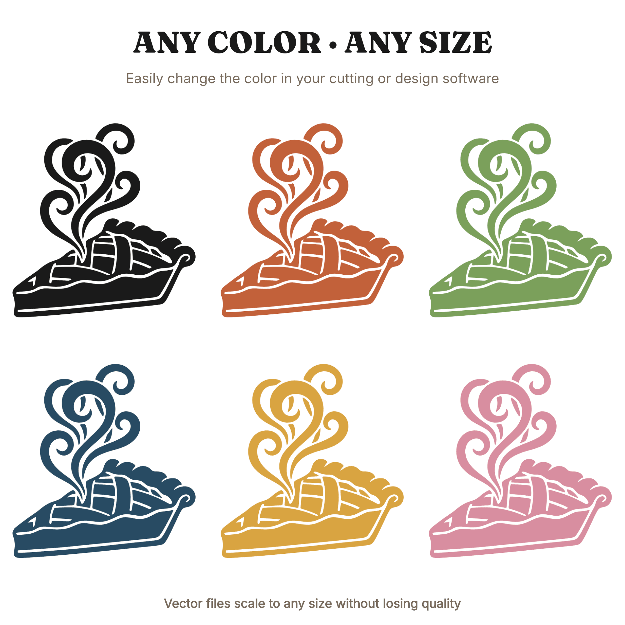 Cherry Pie Slice SVG PNG Art Nouveau Steam Ribbons 70s Retro Independence Day Cut File Design — view 2