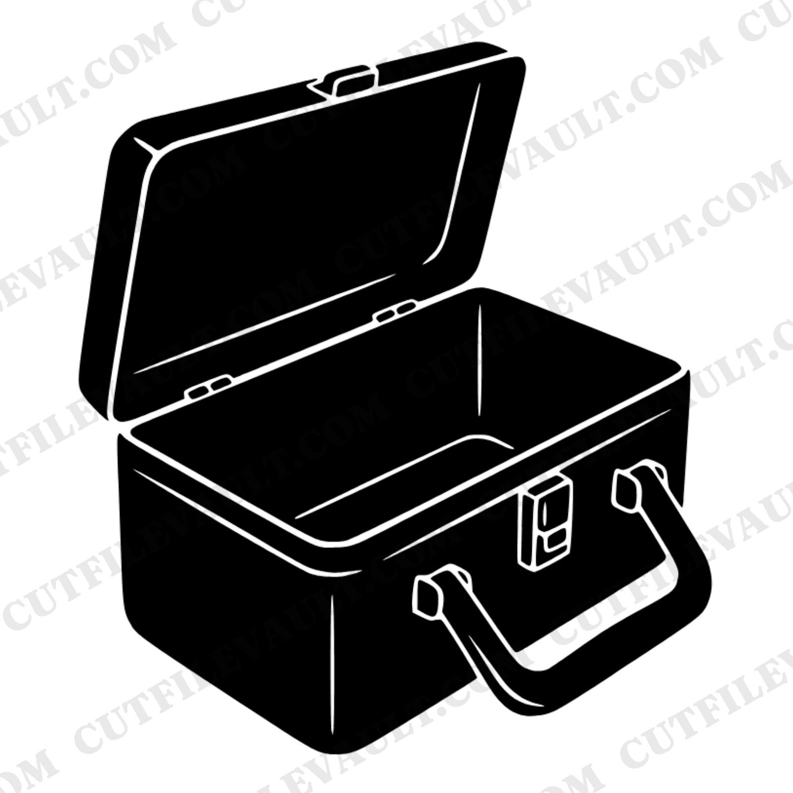 Retro Lunchbox SVG PNG, Vintage Lunch Box Overhead View, Back to School Cut File Art Deco Design — view 1