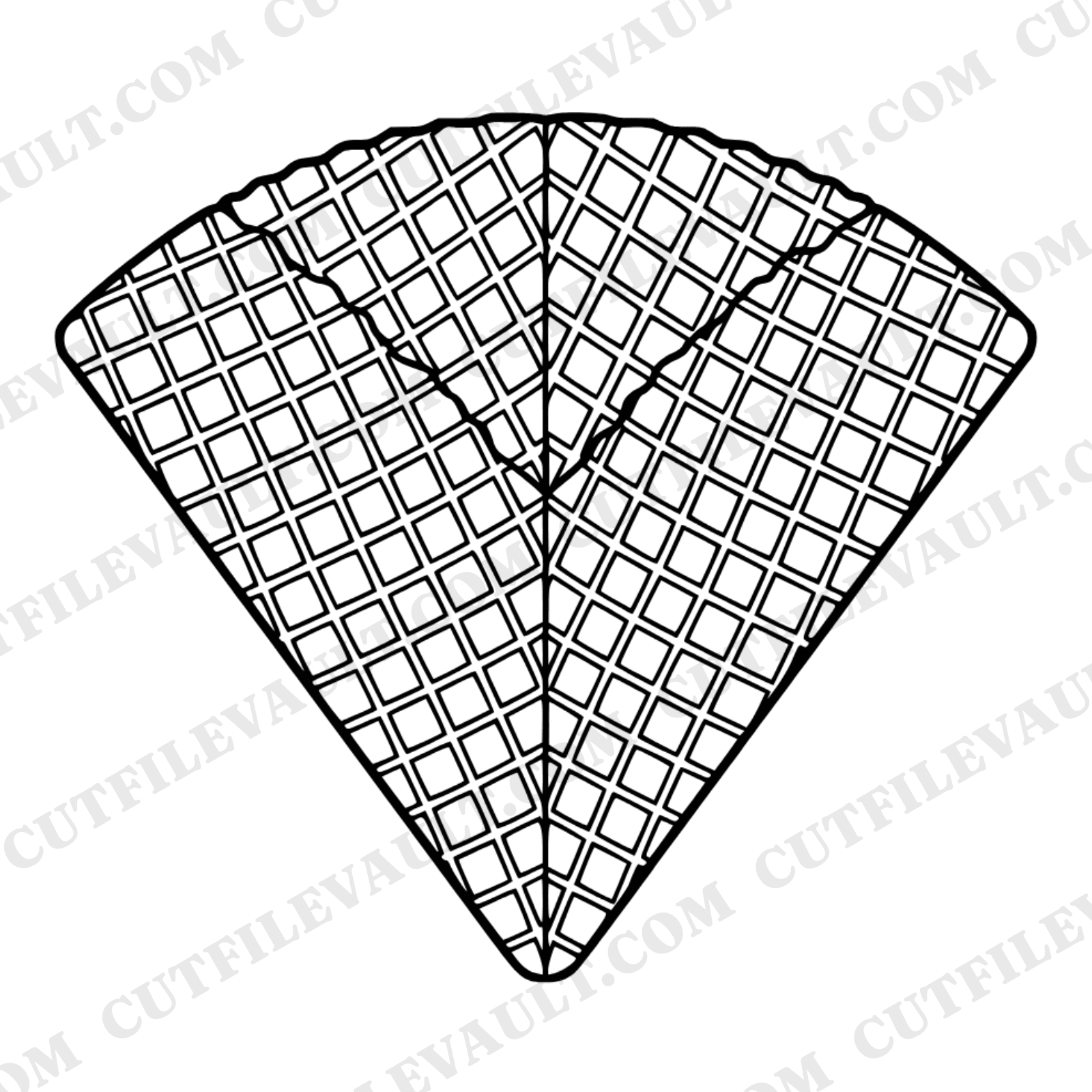 Unrolled Waffle Cone SVG PNG Grid Pattern Blueprint Ice Cream Cone Net Diagram Vintage Boho — view 1