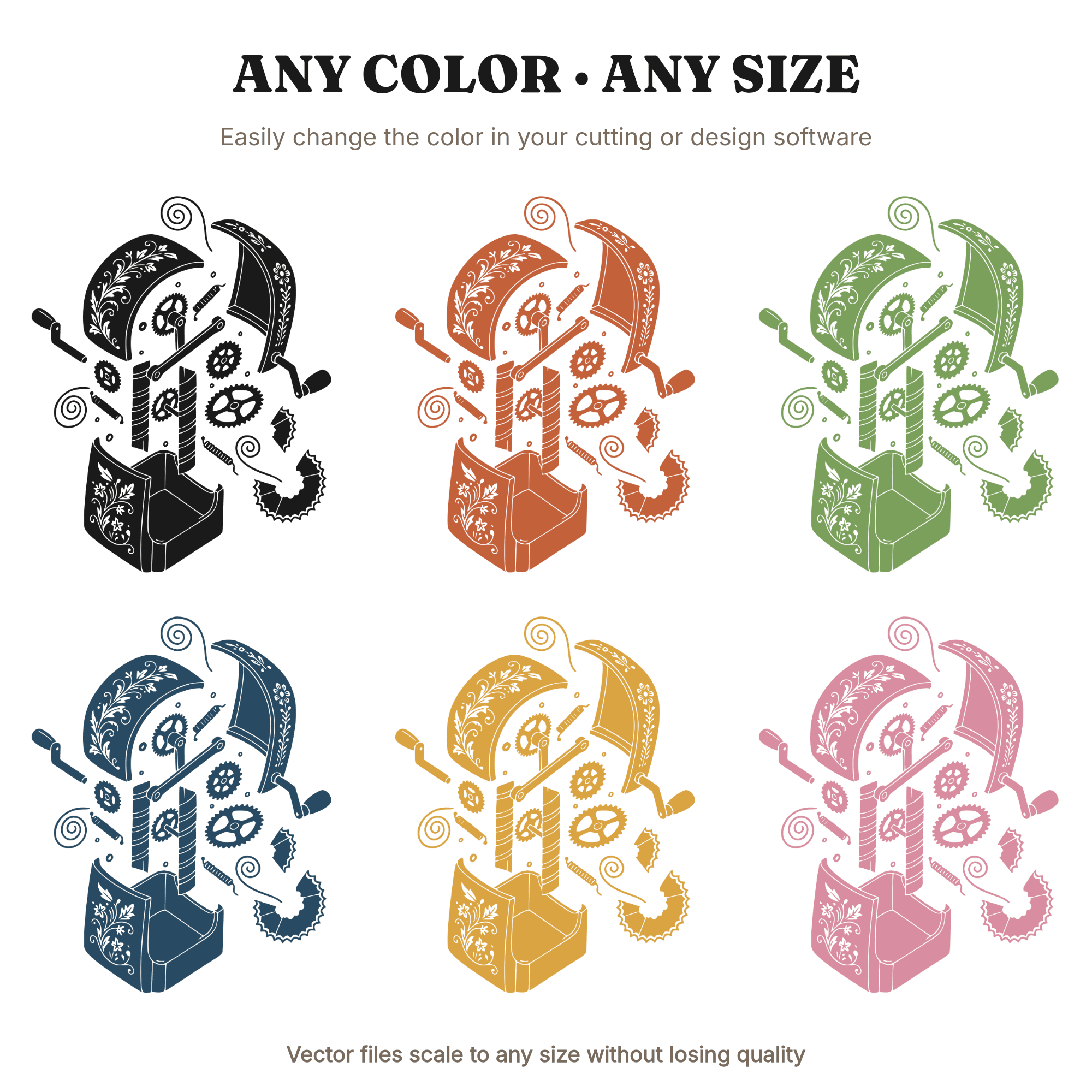 Steampunk Pencil Sharpener SVG PNG Exploded View Cut File Victorian Gears Back to School Craft — view 2