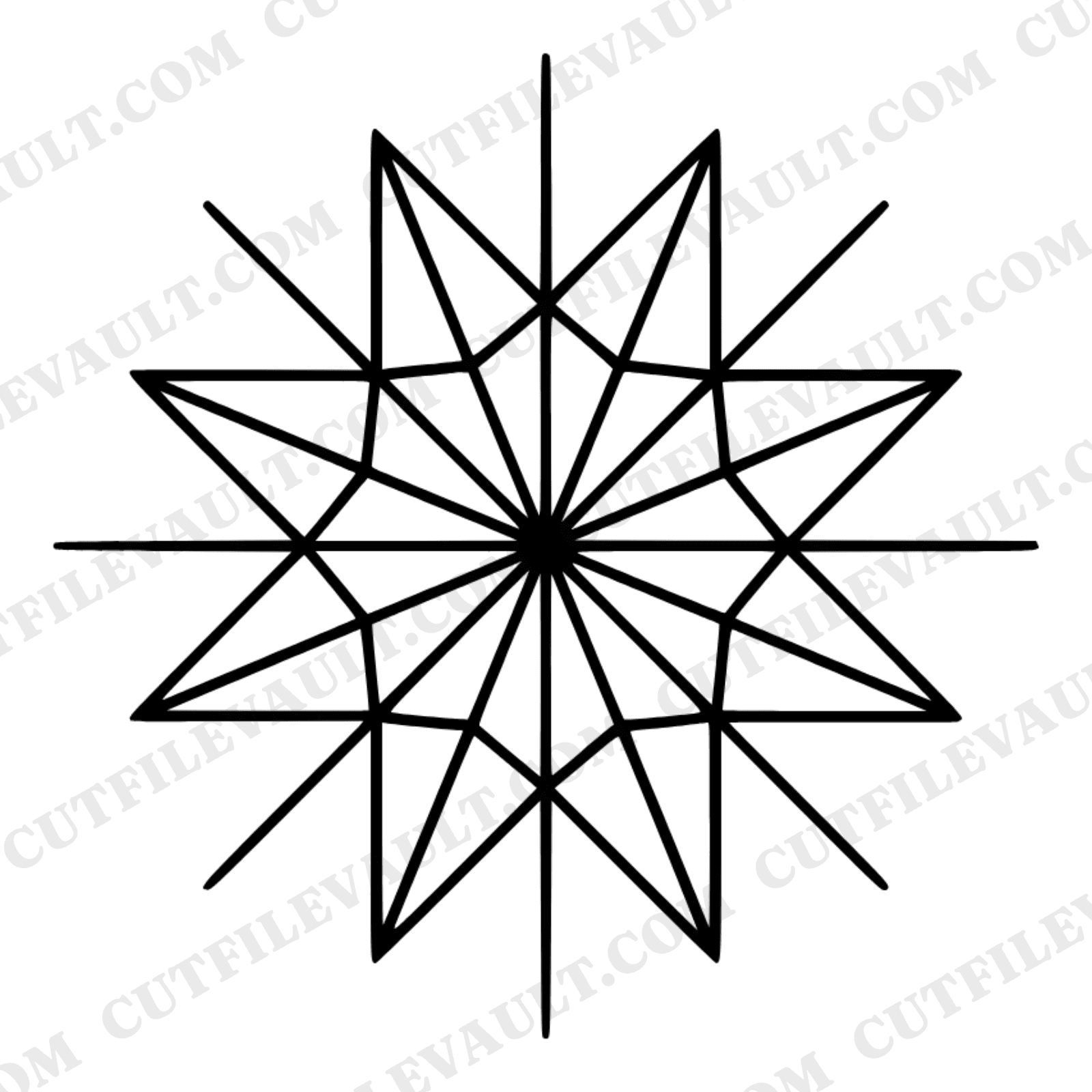 Stained Glass Sparkler Star SVG PNG, Art Deco Geometric Medallion, 12 Point Star Cut File, Patriotic — view 1