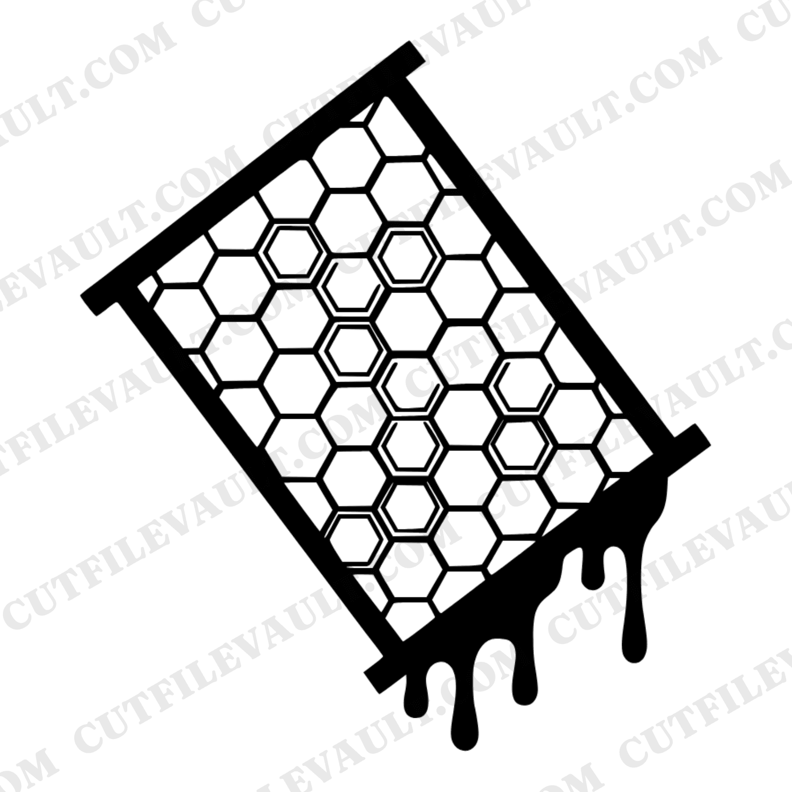 Honeybee Frame SVG PNG, Stained Glass Hexagon Beekeeping Cut File, Honey Drip Layered Design — view 1