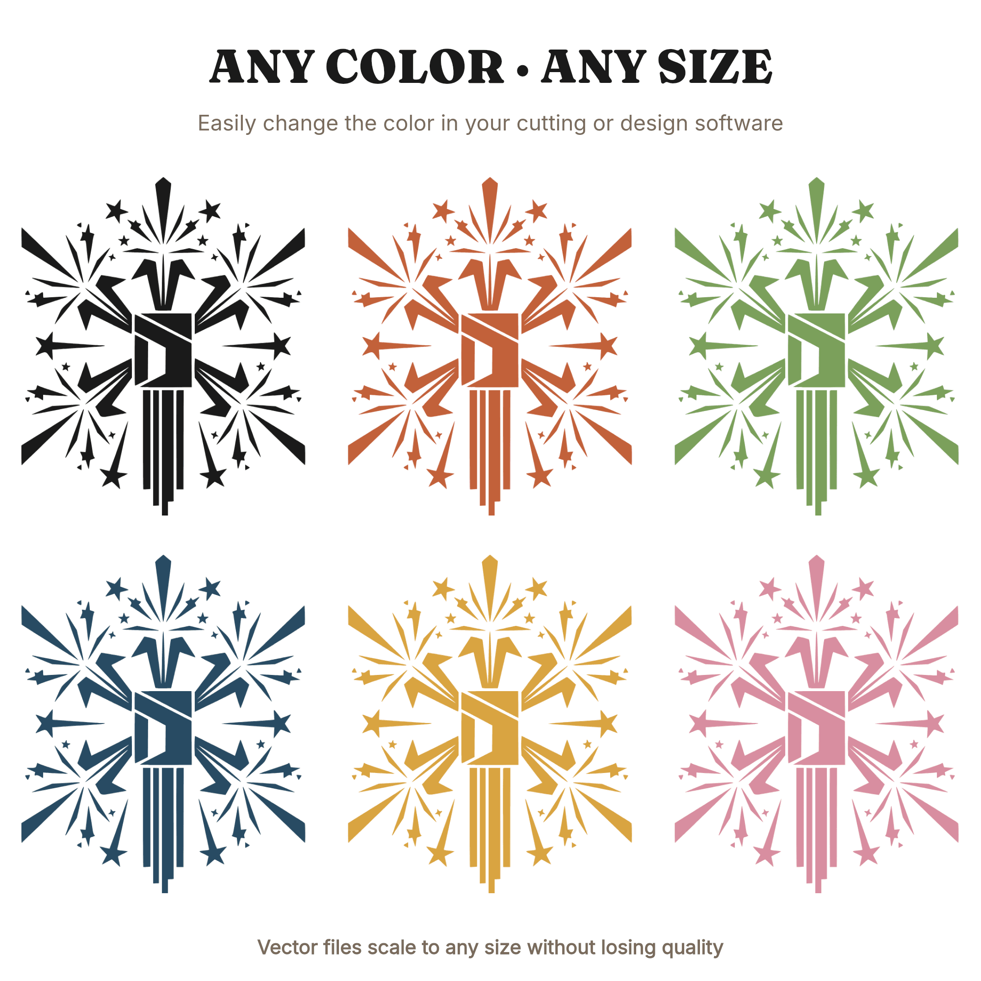 Art Deco Firecracker SVG PNG, Fourth of July Starburst Silhouette, Independence Day Cut File — view 2