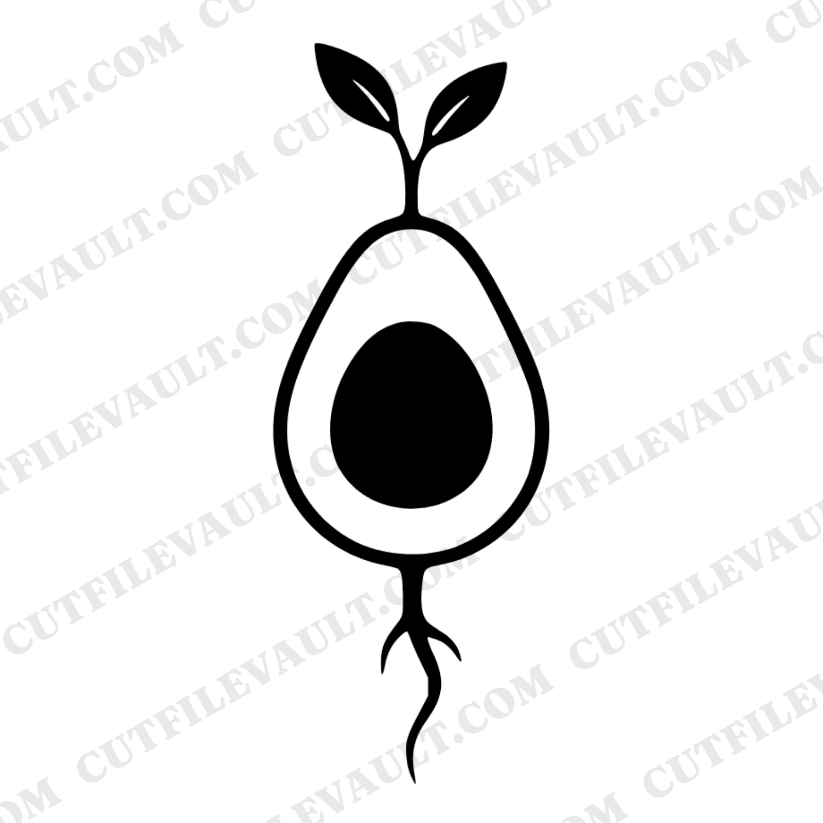 Sprouting Avocado Pit SVG PNG Cross Section Botanical Cottagecore Cut File for Cricut Silhouette — view 1