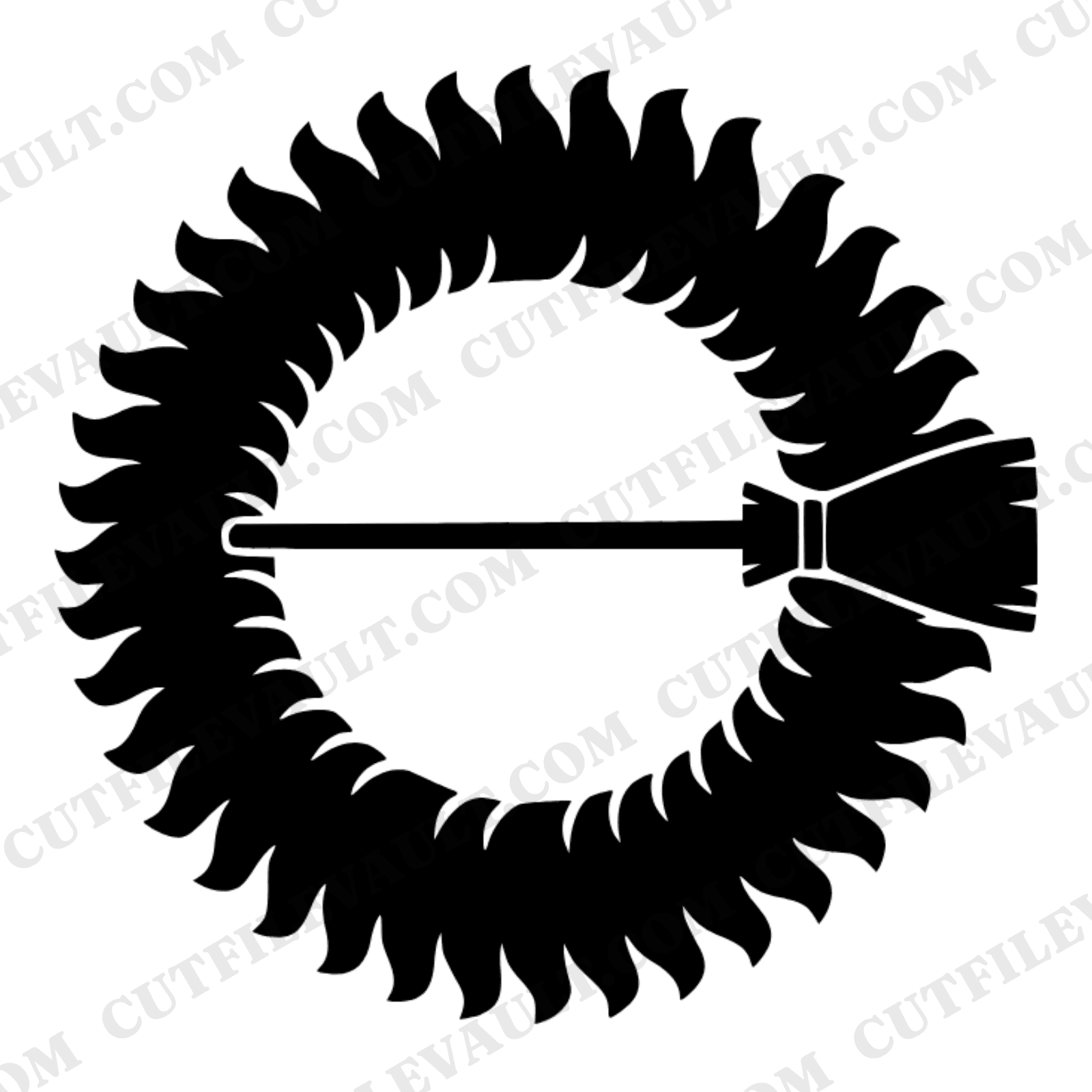 Retro Witch Broom Wreath SVG PNG, 70s Halloween Wreath Cut File, Vintage Witchy Decor Silhouette — view 1