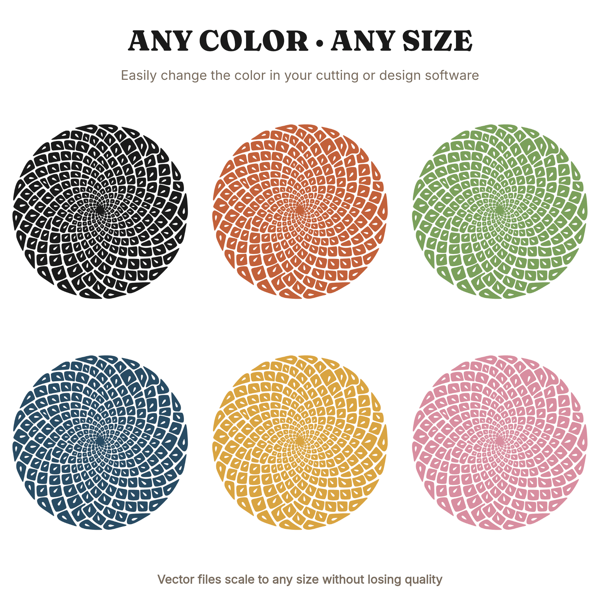 Fibonacci Sunflower Cross Section SVG PNG Retro 70s Botanical Silhouette Cut File Groovy Flower — view 2
