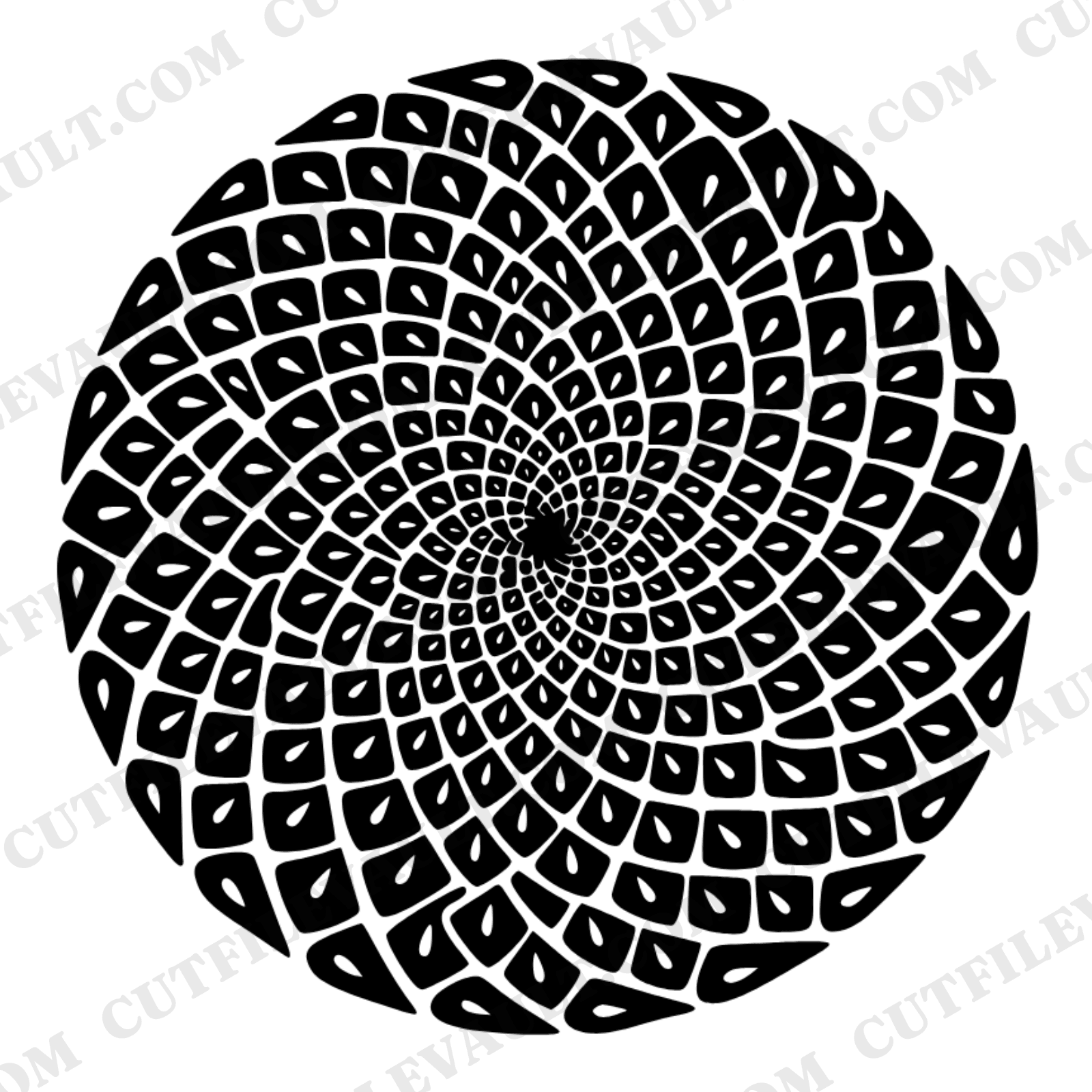 Fibonacci Sunflower Cross Section SVG PNG Retro 70s Botanical Silhouette Cut File Groovy Flower — view 1